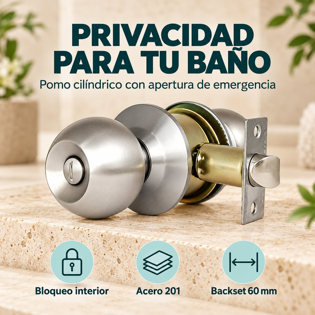 Pomo De Baño En Acero Backset 60 mm — caracteristicas