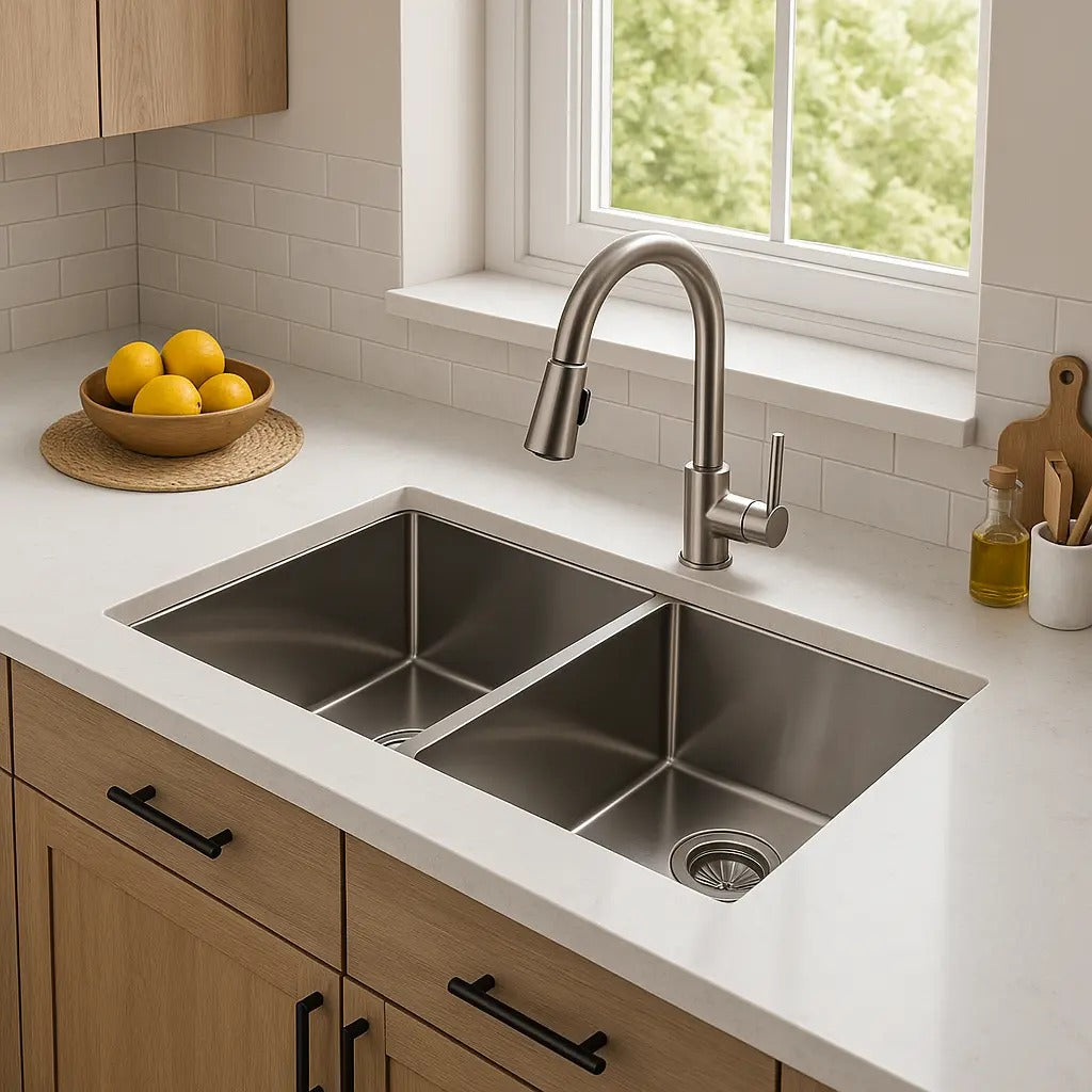 Lavaplatos Doble En Acero 304 Satin 77 X 45 X 21 cm