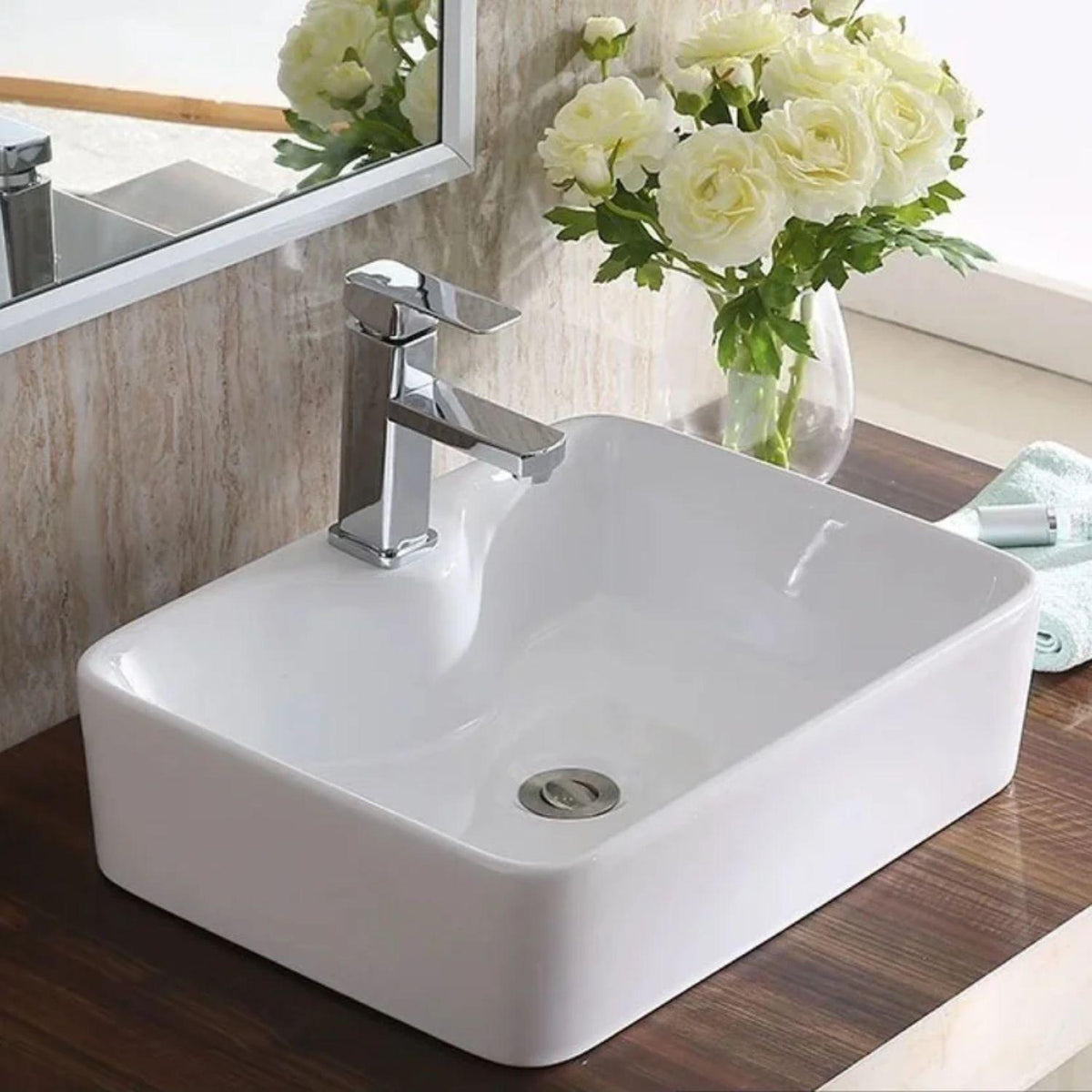 Lavamanos Sobreponer Rectangular Blanco 40 X 30 X 13 cm