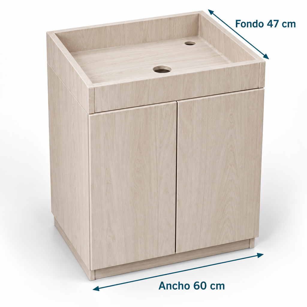 Medidas del mueble: ancho 60 cm y fondo 47 cm