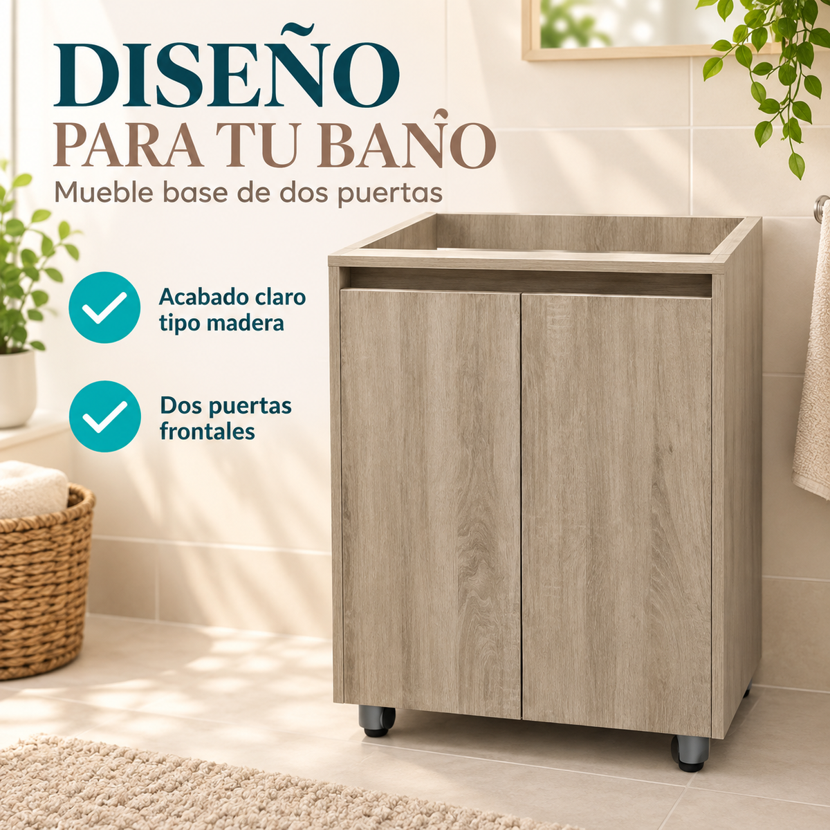 Mueble base de dos puertas 60 × 40 cm - detalle