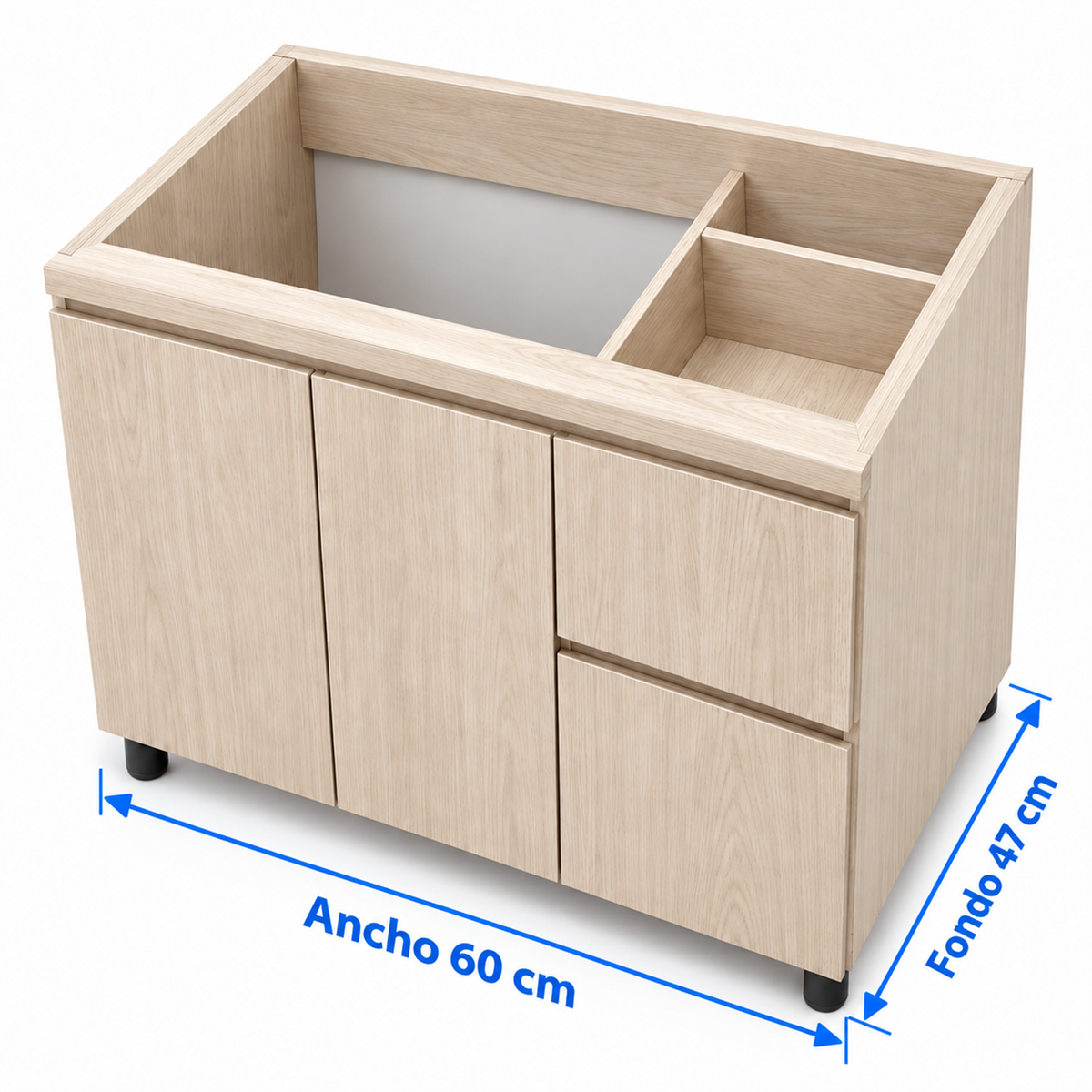 Medidas del mueble solo: ancho 60 cm y fondo 47 cm