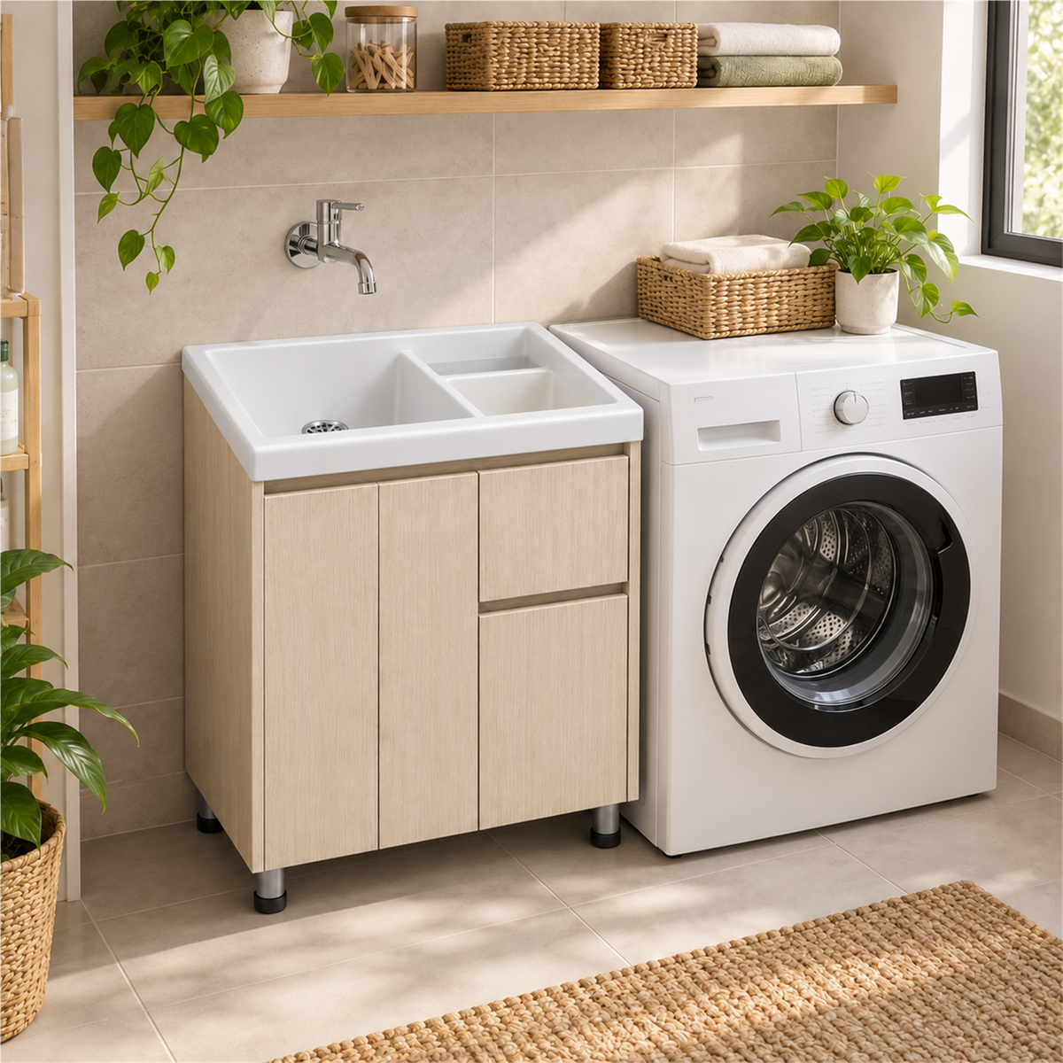 Mueble para lavadero con cajones: ambientación de MC3; lavadero y grifería no incluidos