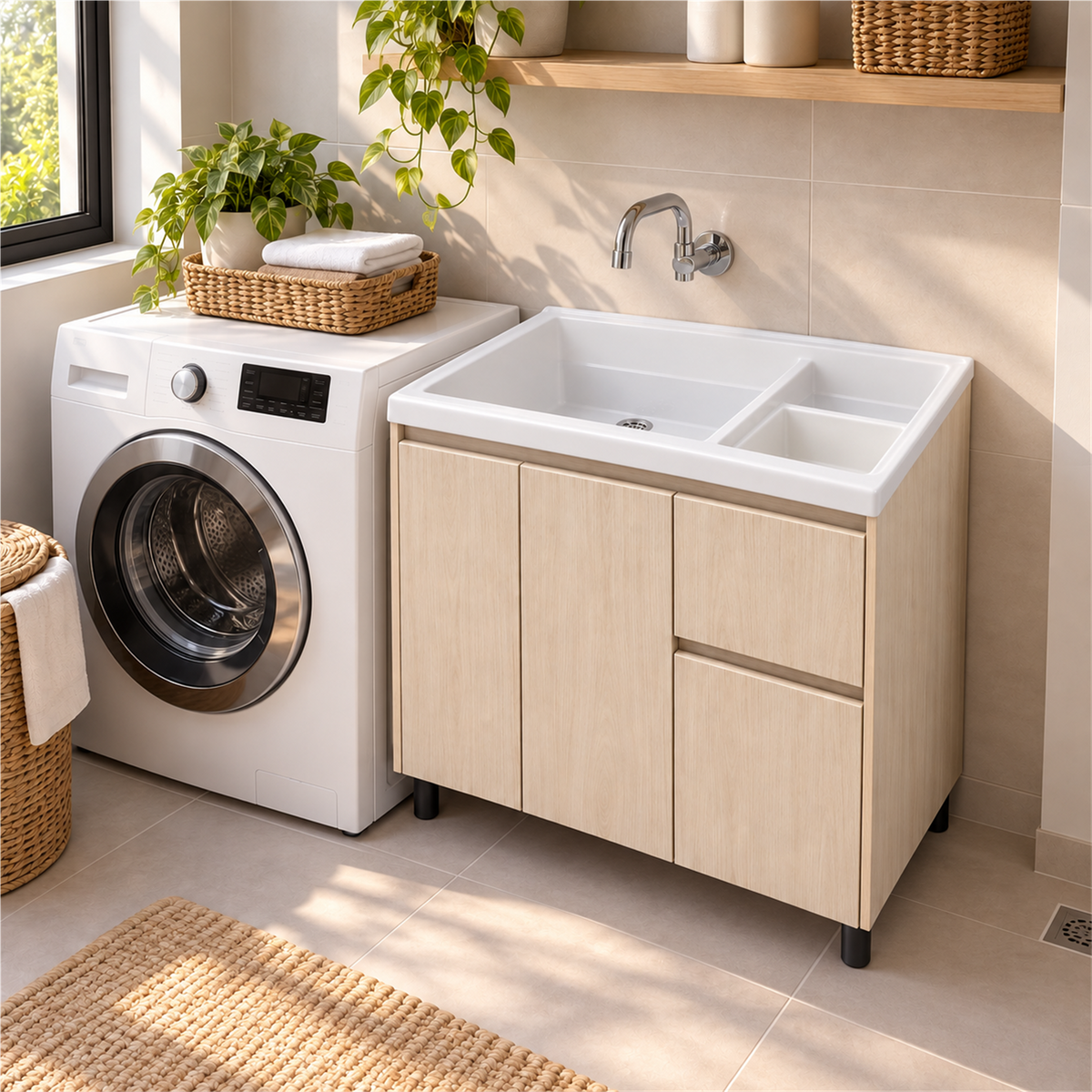 Mueble para lavadero con cajones: ambientación de MC4; lavadero y grifería no incluidos
