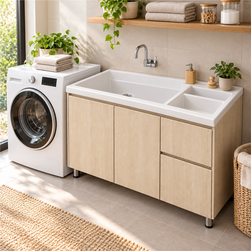 Mueble para lavadero con cajones: ambientación de MC6; lavadero y grifería no incluidos