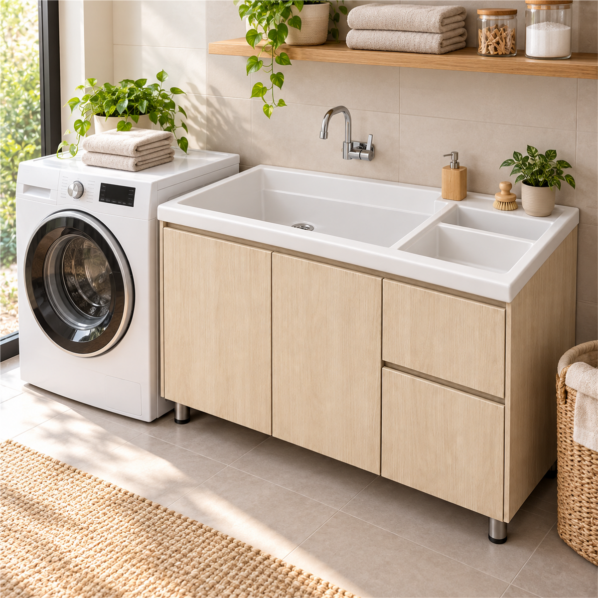 Mueble para lavadero con cajones: ambientación de MC6; lavadero y grifería no incluidos