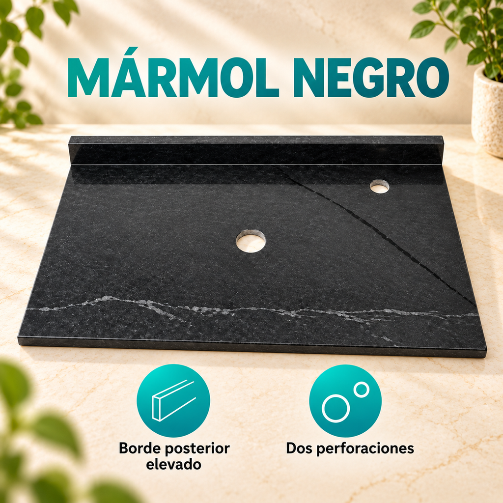 Placa De Mármol Negra Para Lavamanos 70 X 47 Cm - detalle