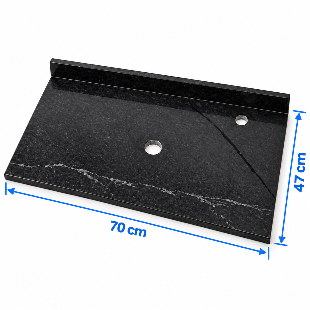 Placa De Mármol Negra Para Lavamanos 70 X 47 Cm - medidas