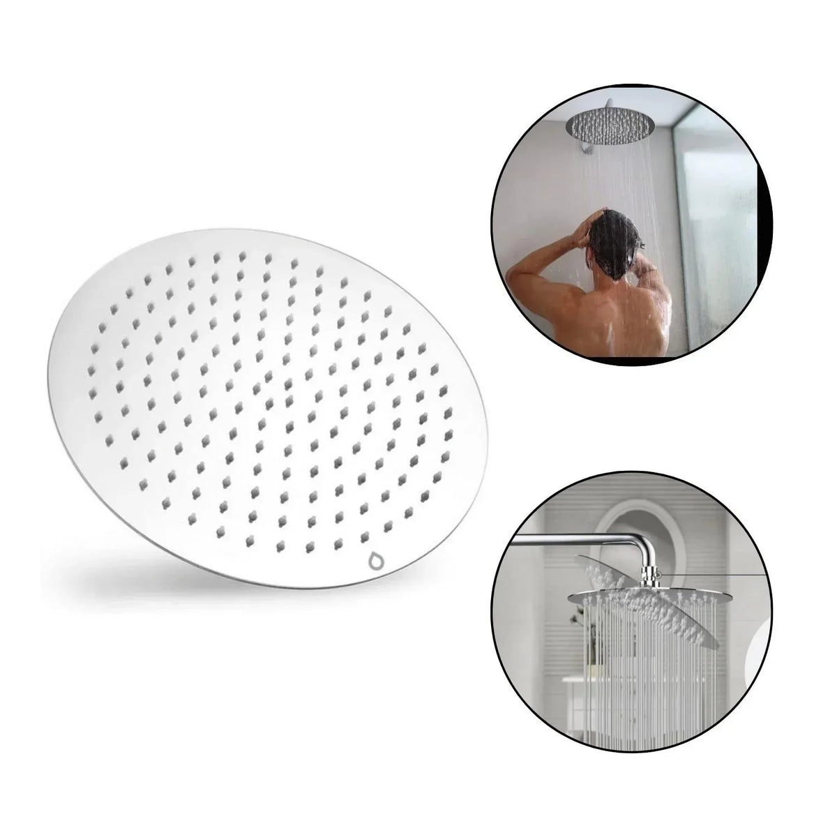 Regadera Acero Ultraplana 20 cms Redonda Alta Calidad Sin Tubo