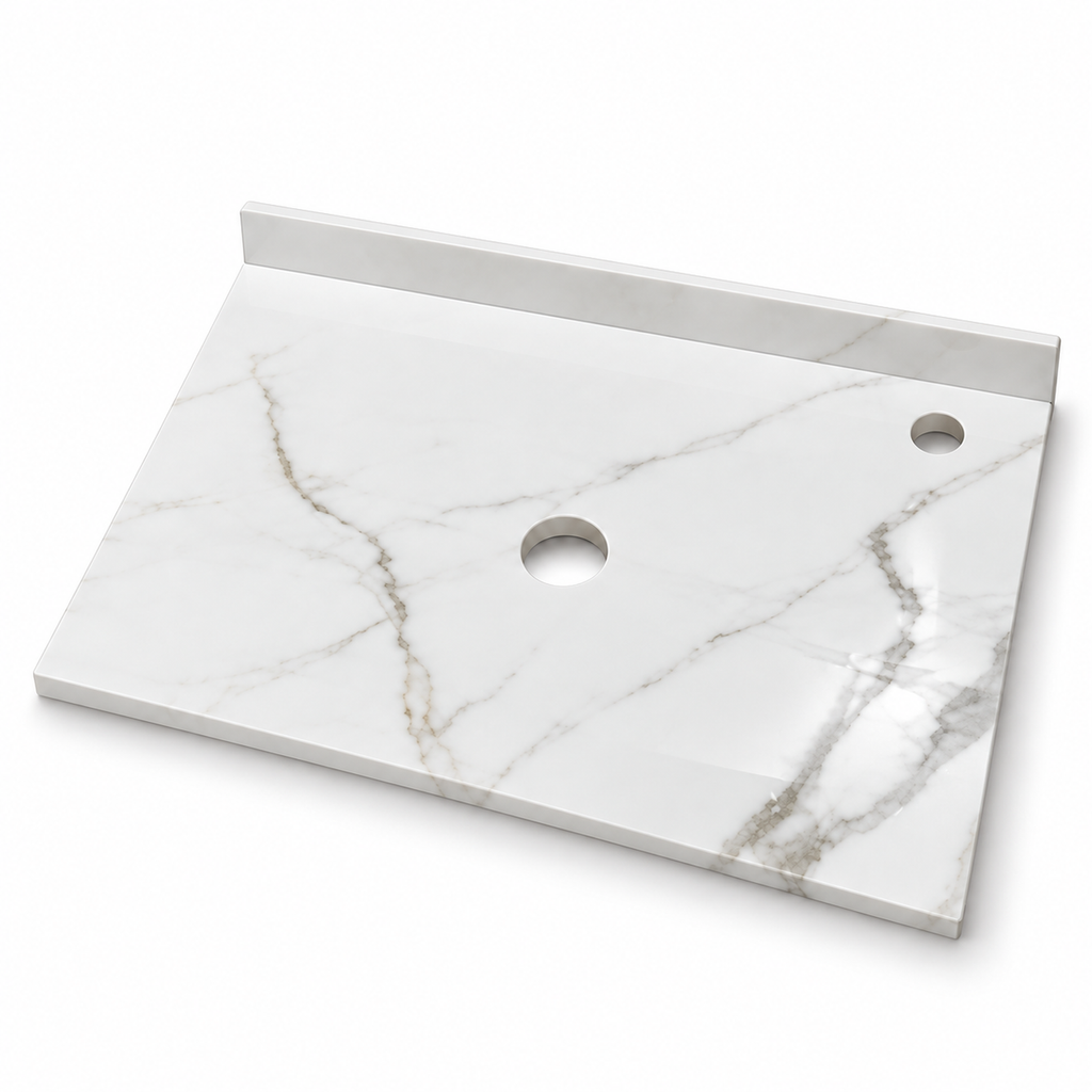 Placa Sinterizada Blanca Para Lavamanos 70 X 47 Cm - fondo blanco