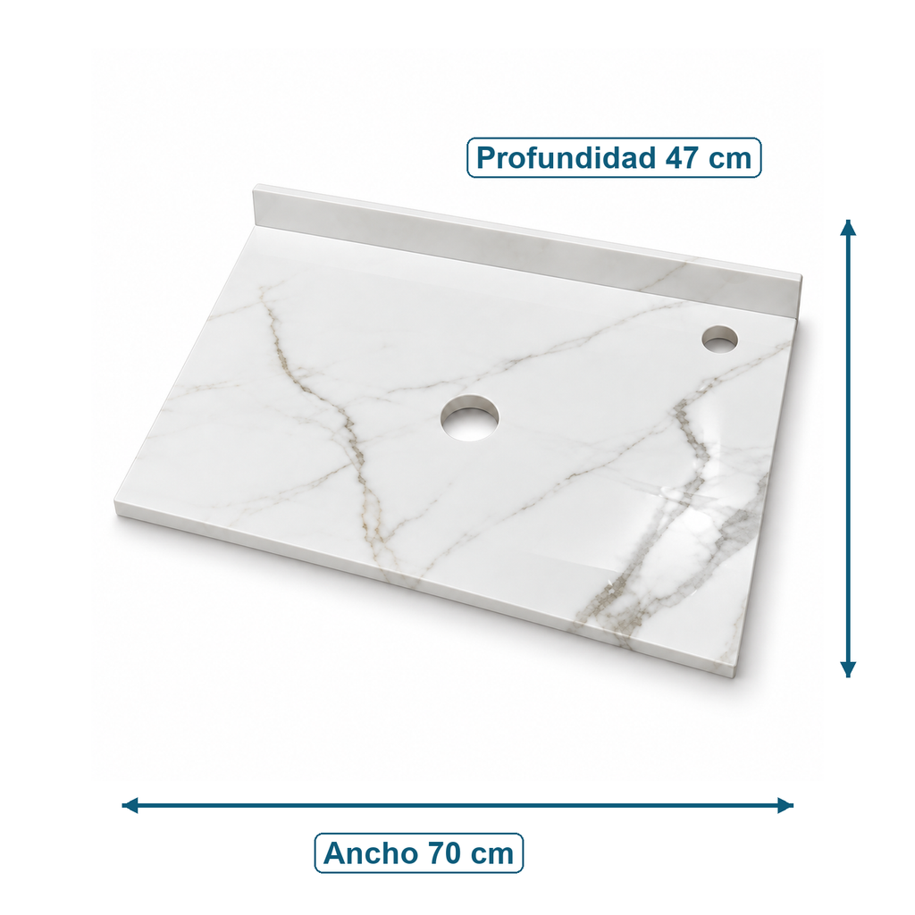 Placa Sinterizada Blanca Para Lavamanos 70 X 47 Cm - medidas