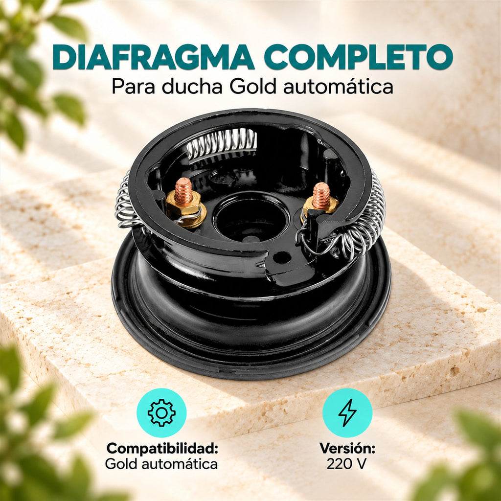 Diafragma completo para ducha Gold automática 220 V — compatibilidad y voltaje