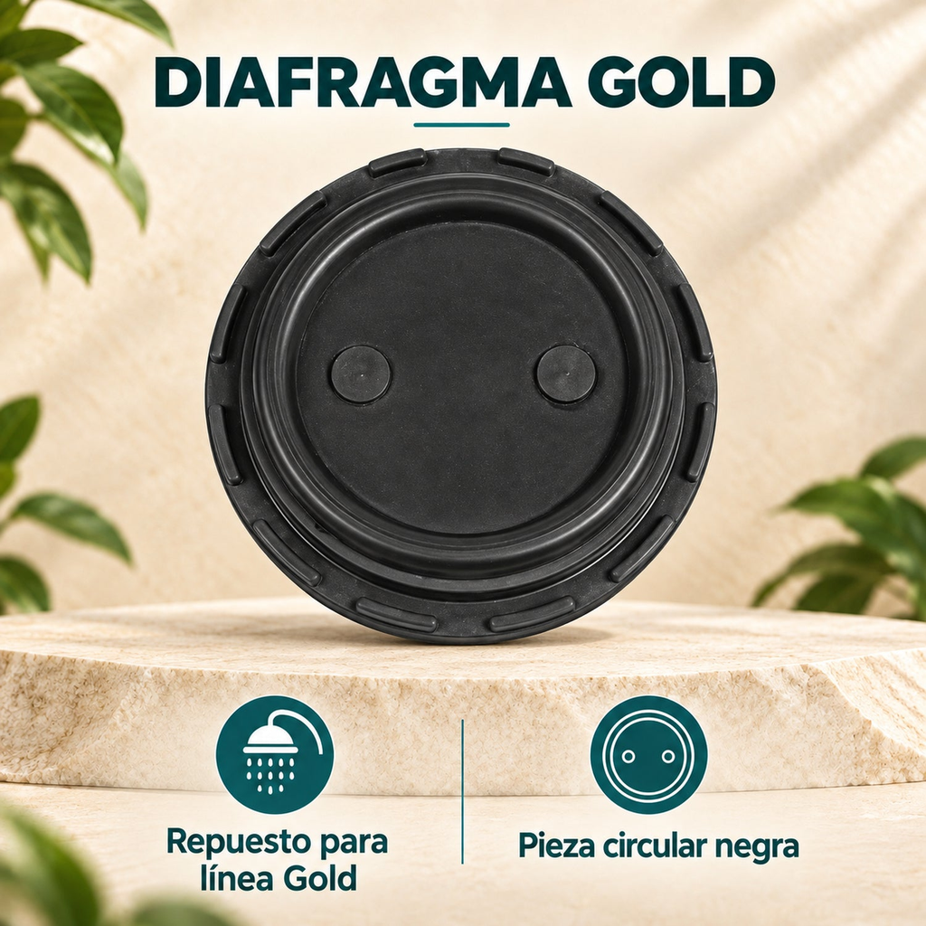 Características del diafragma negro para ducha Gold