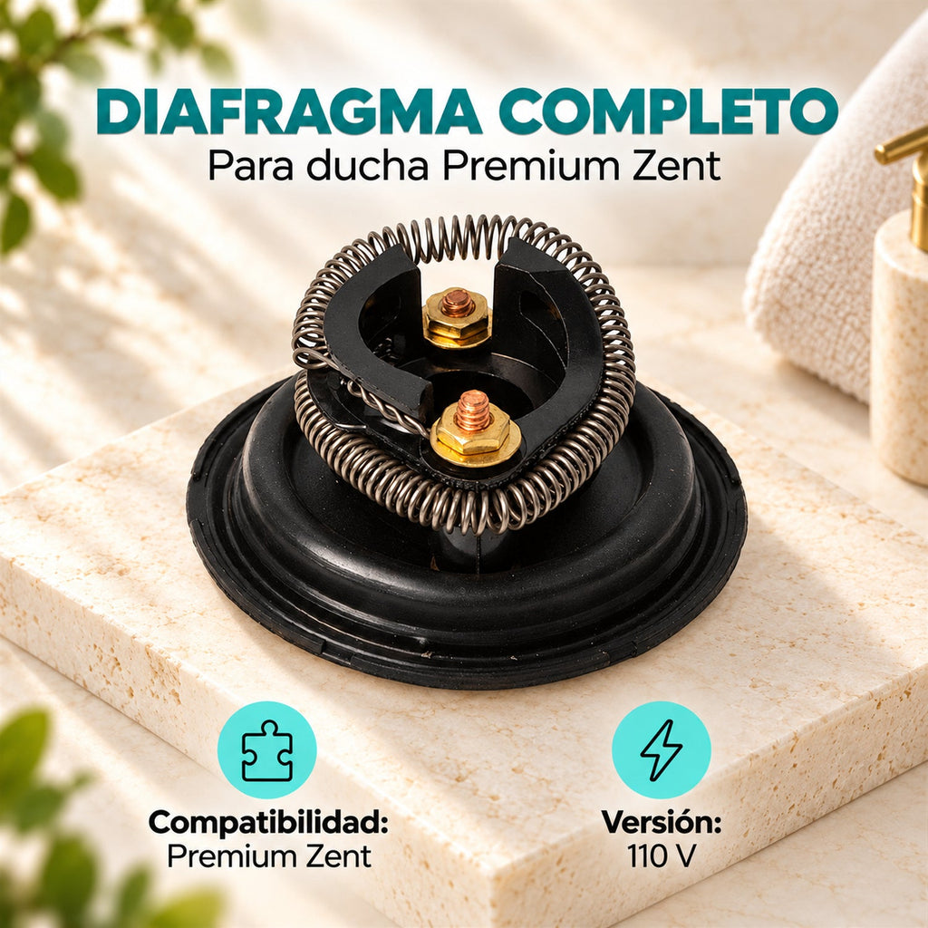 Diafragma completo para ducha Premium Zent 110 V — compatibilidad y voltaje