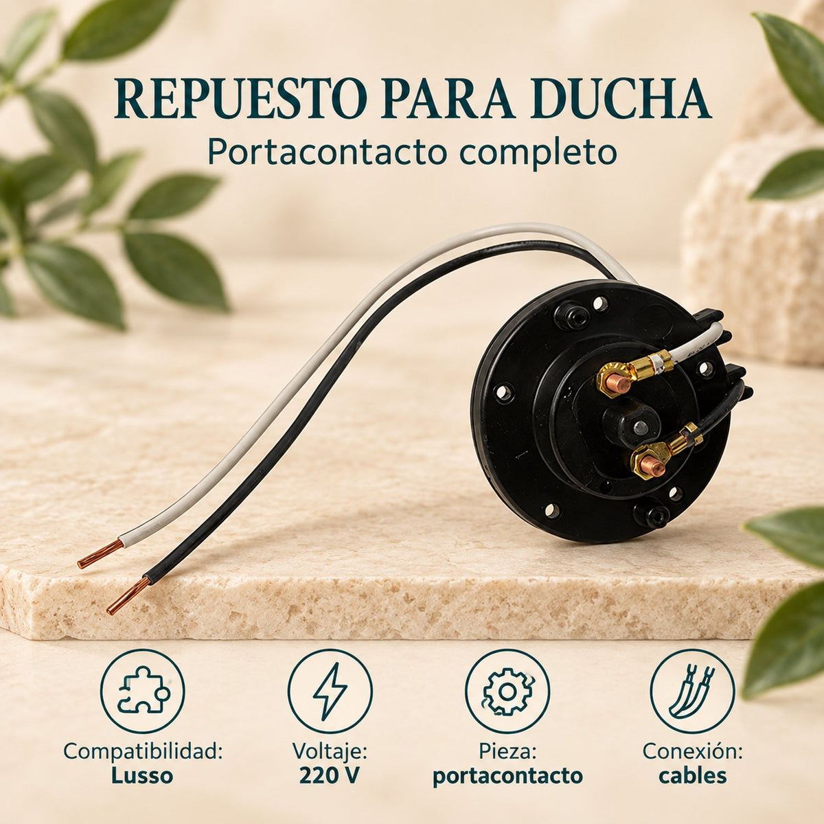 Portacontacto Completo para Ducha Lusso 220 V - información del producto 2