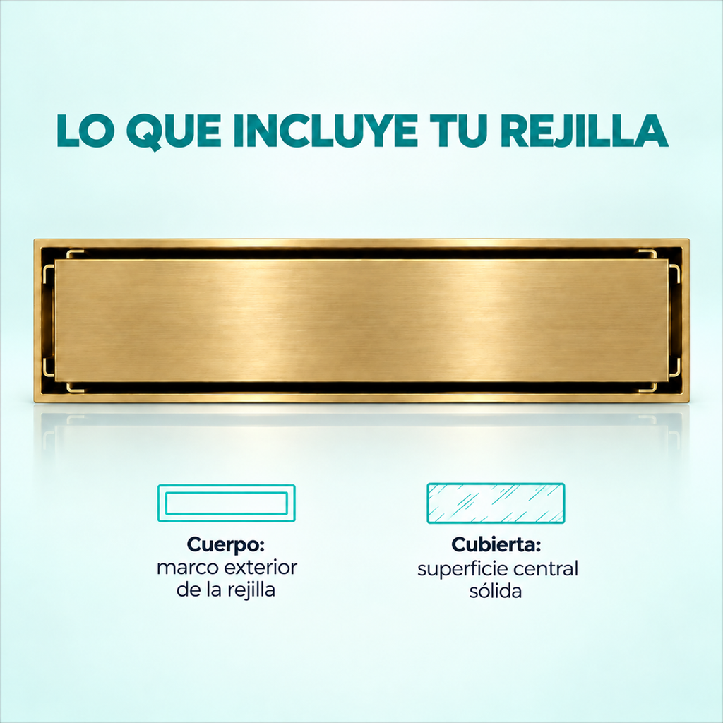 Contenido de rejilla invisible oro cepillado: marco y cubierta sólida