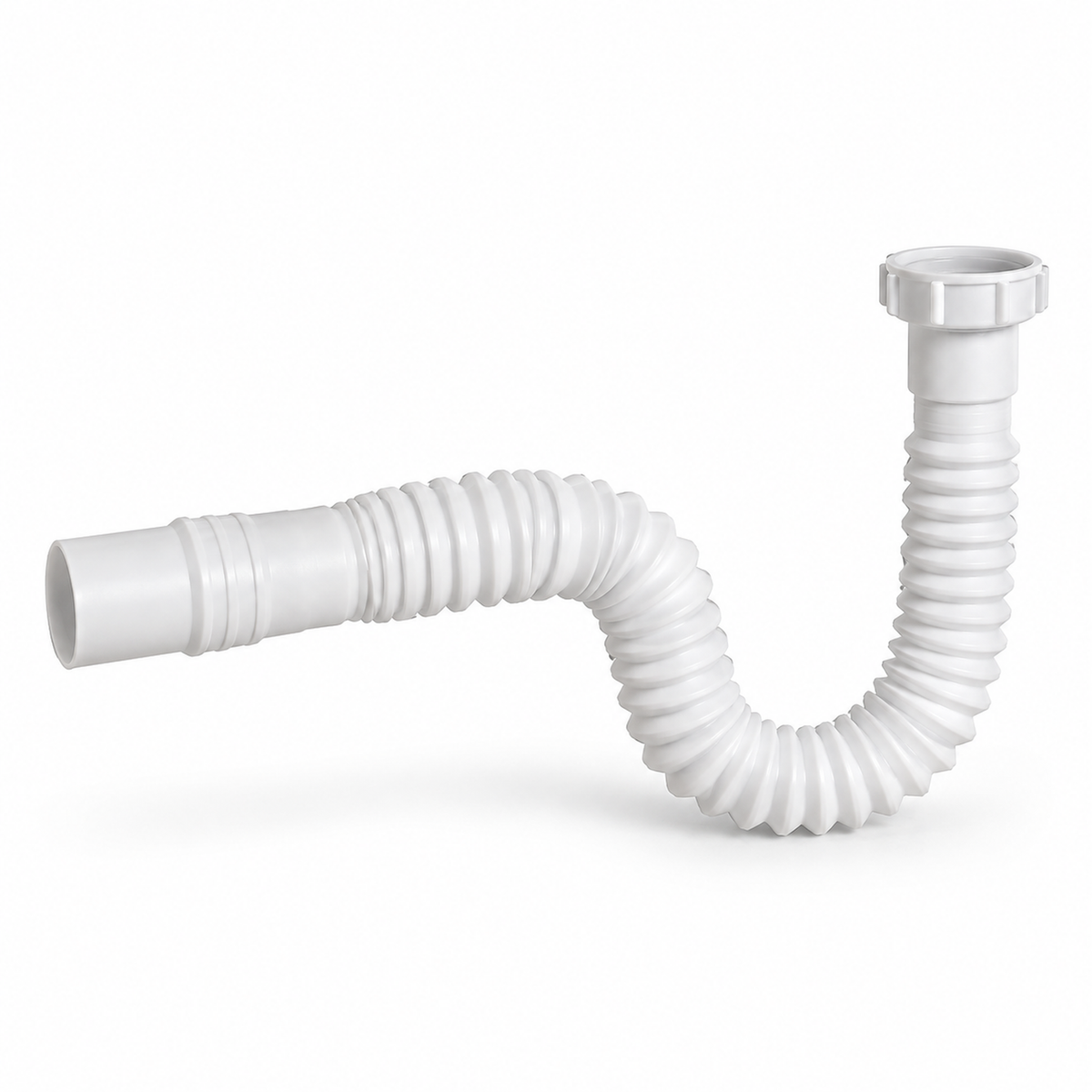 Sifón Flexible Blanco Eco Para Lavamanos - fondo blanco