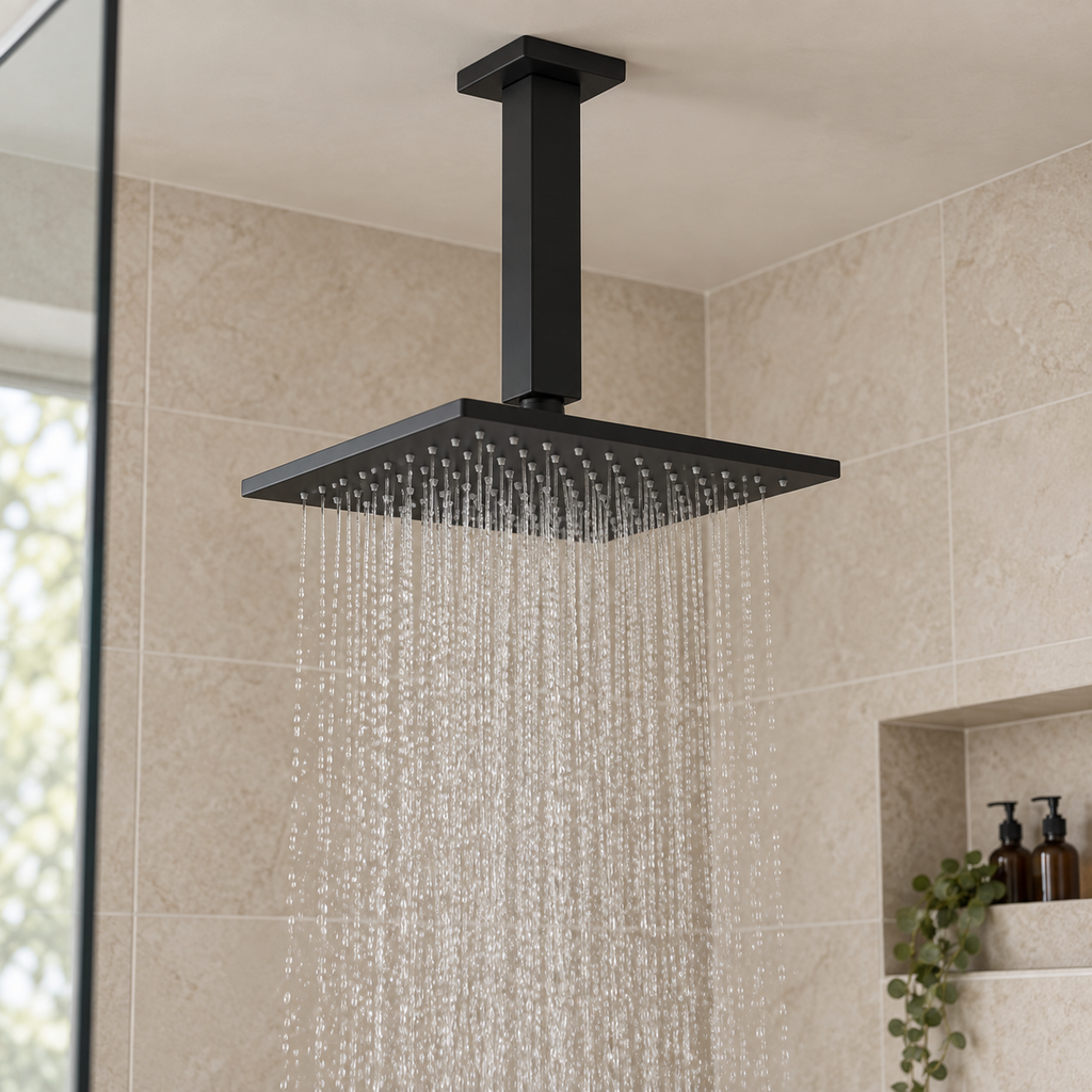 Tubo De Extensión A Techo Para Ducha Negro De 20 Cm: segunda ambientación