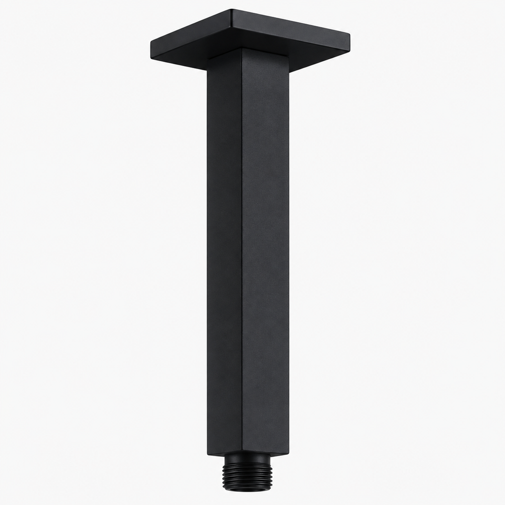 Tubo De Extensión A Techo Para Ducha Negro De 20 Cm: producto sobre fondo blanco
