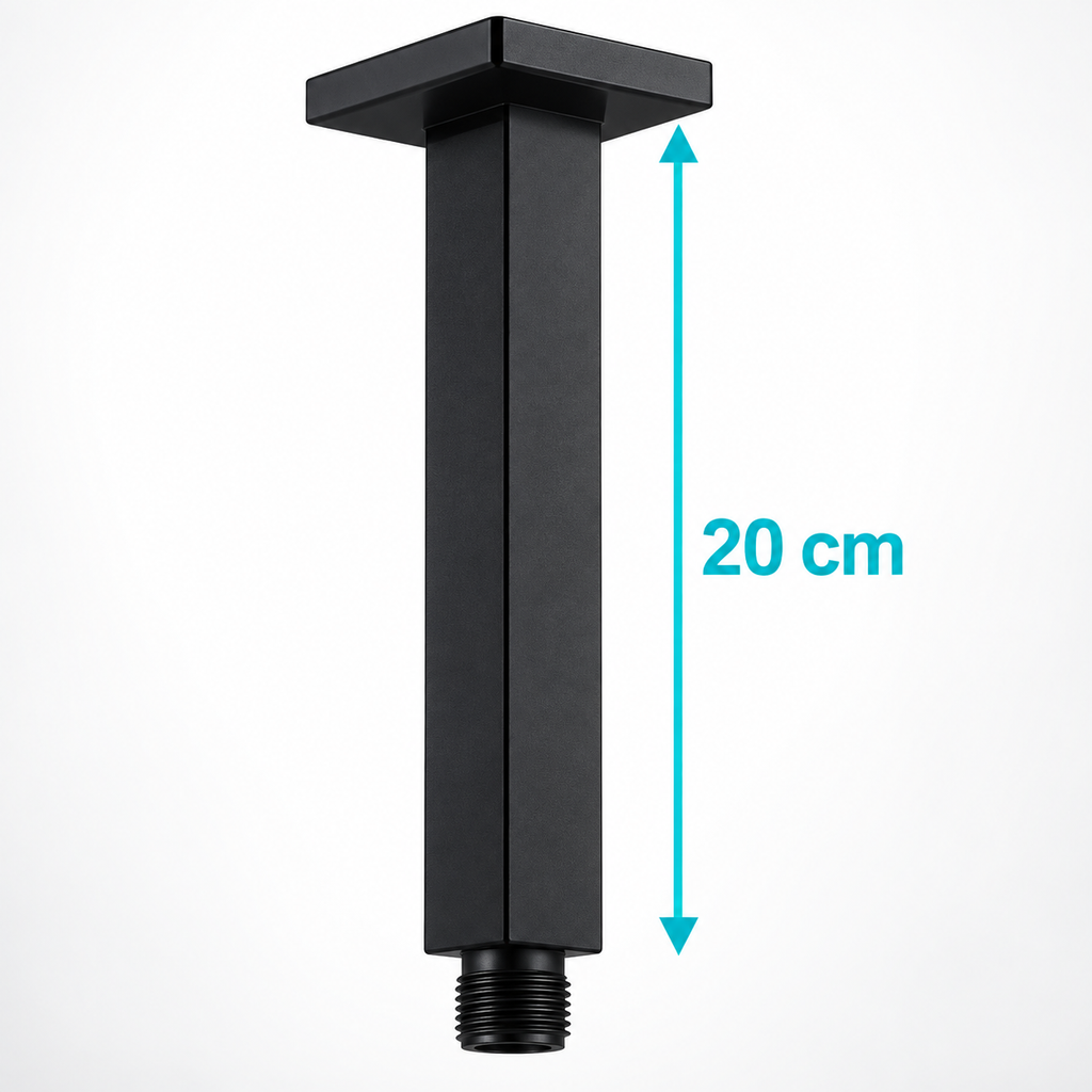 Tubo De Extensión A Techo Para Ducha Negro De 20 Cm: medida de 20 cm