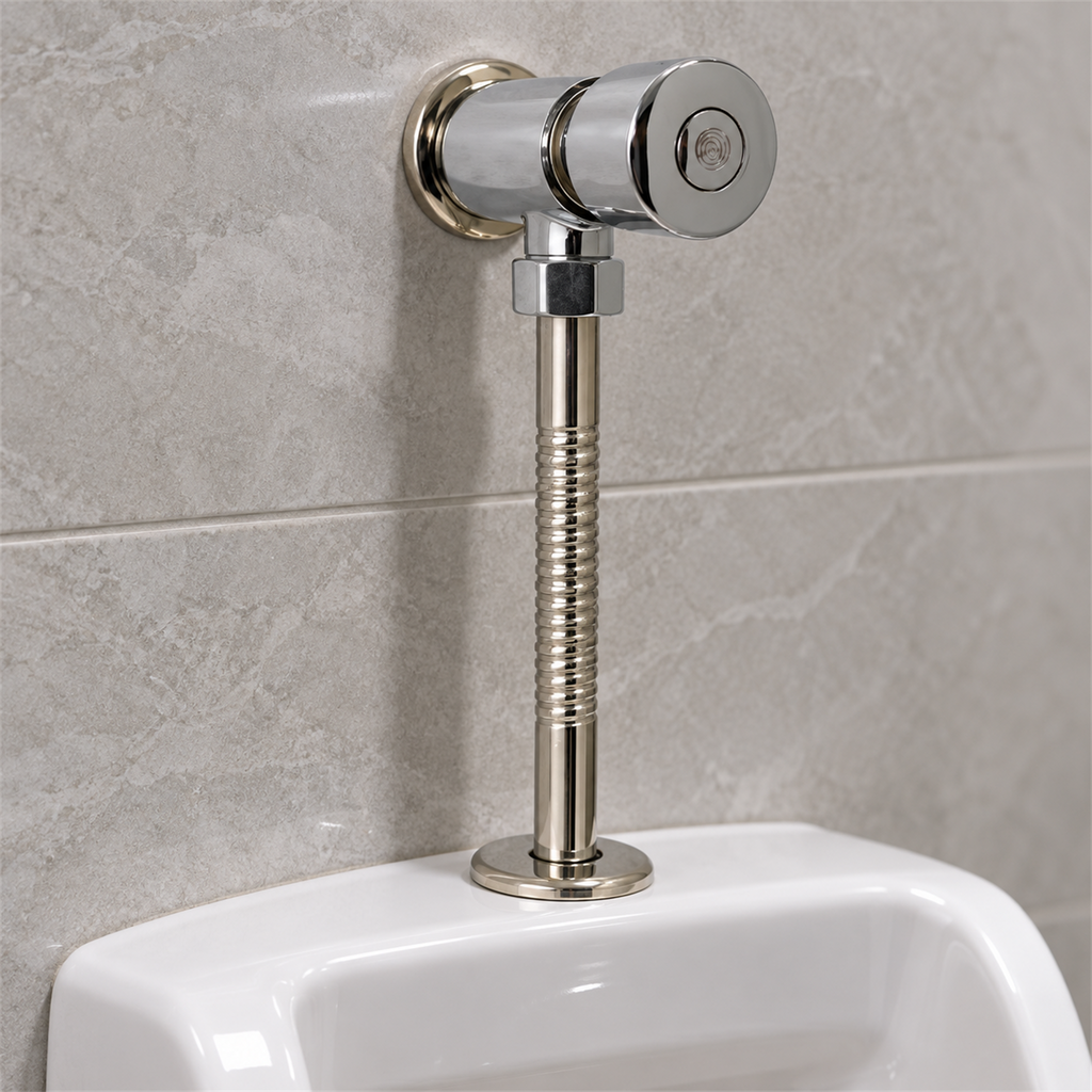 Llave push para orinal en vista cercana
