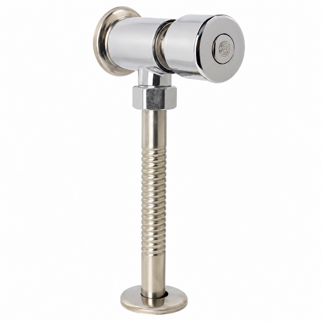 Detalle de llave push para orinal en zinc
