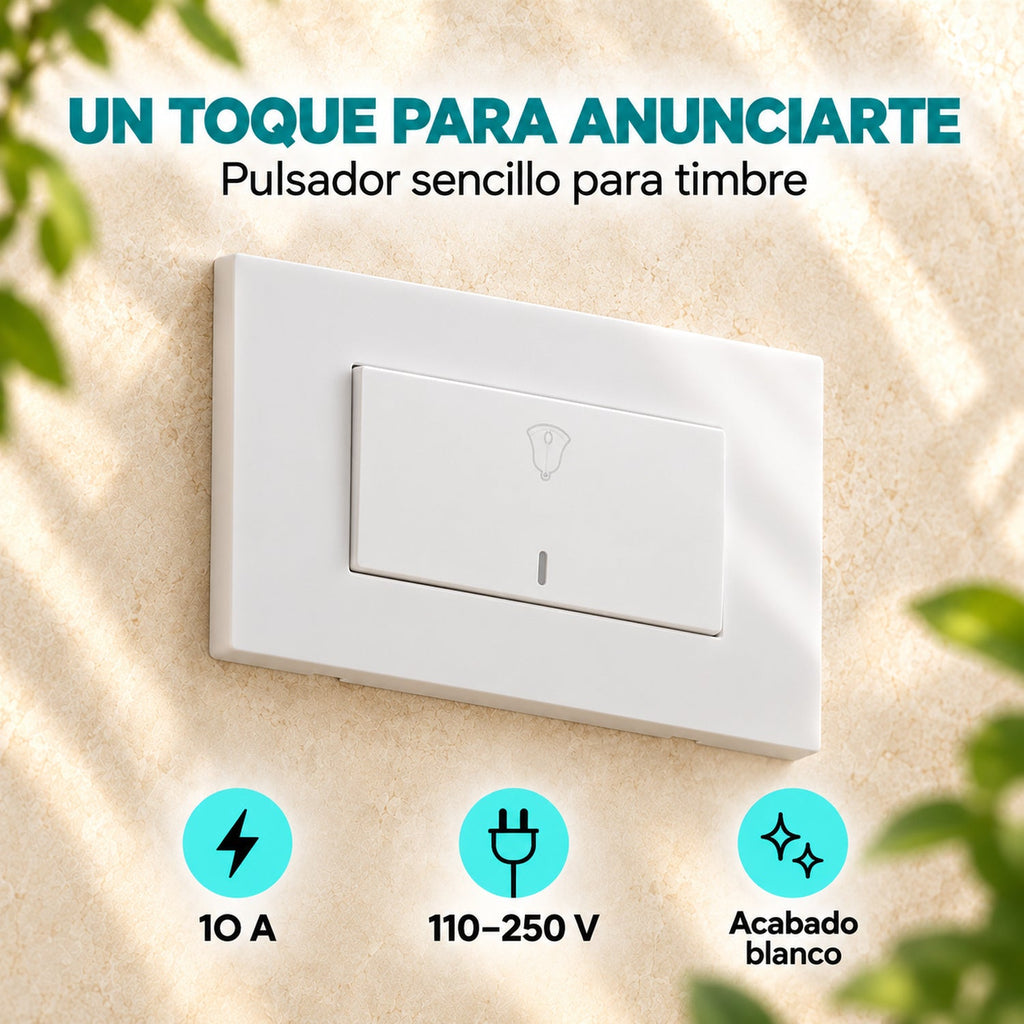 Pulsador para Timbre Blanco 10 A 12 × 7,5 cm — características