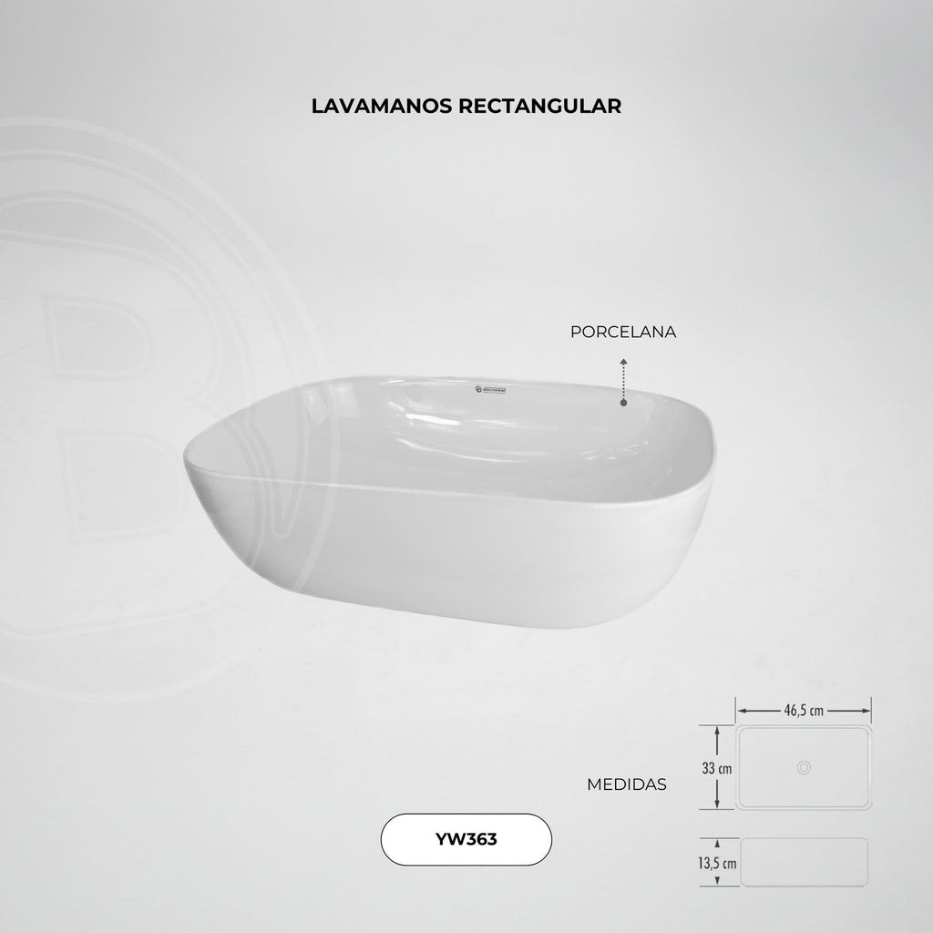 Lavamanos De Sobreponer Rectangular Blanco 46,5 cm — fotografía oficial 2