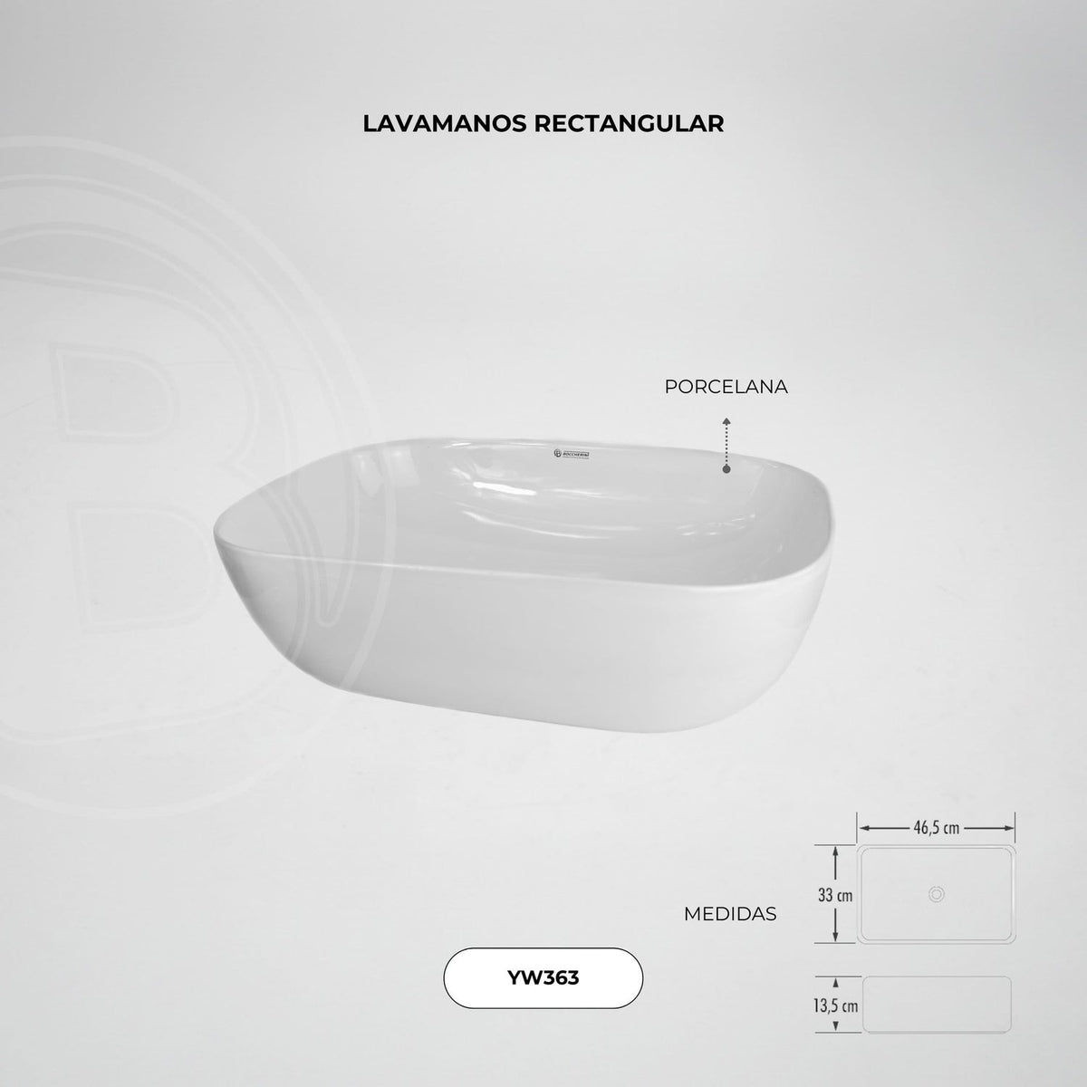 Lavamanos De Sobreponer Rectangular Blanco 46,5 cm — fotografía oficial 2