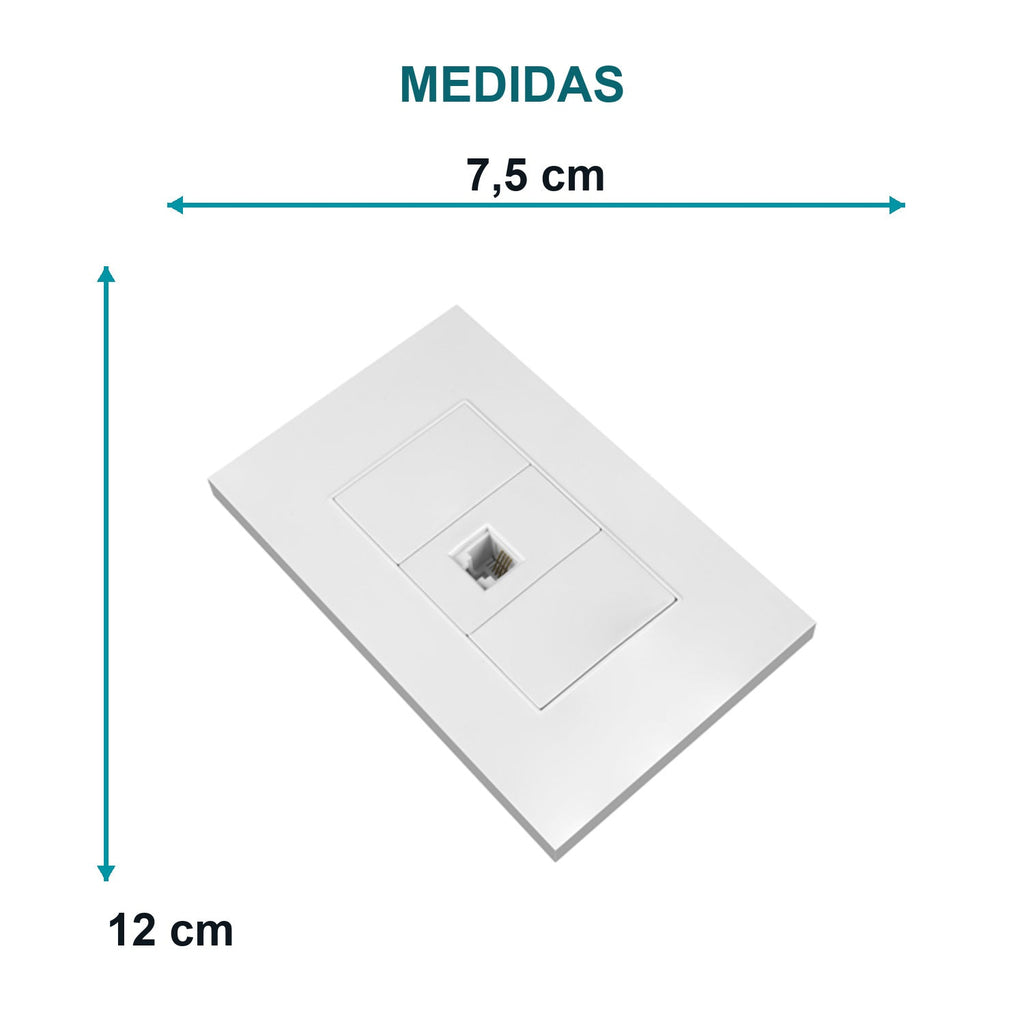 Salida Telefónica Blanca 12 × 7,5 cm — medidas