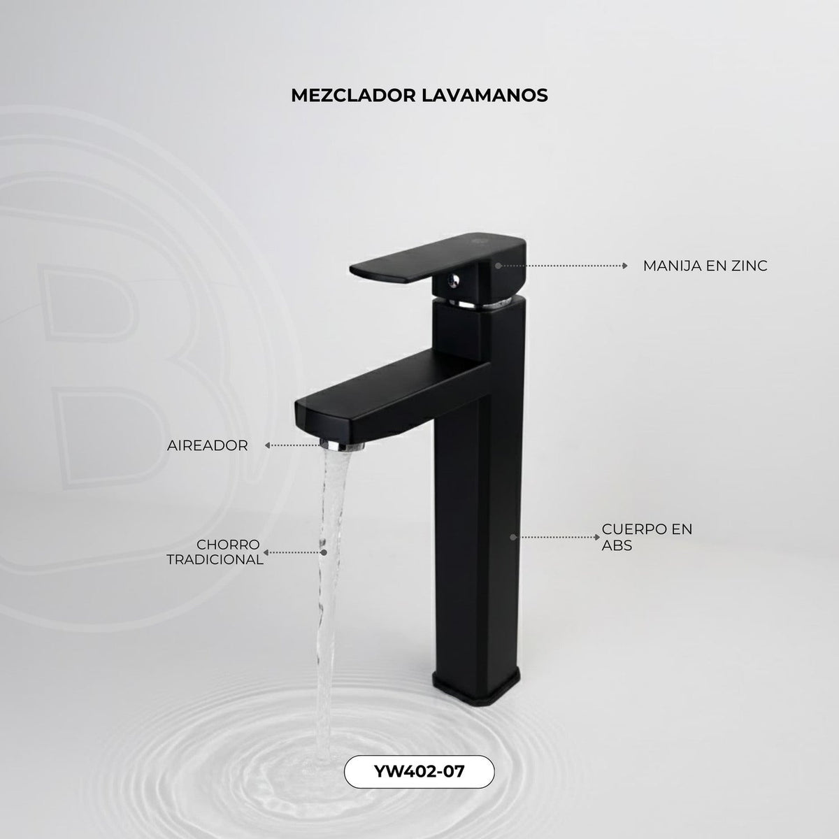 Grifería Monocontrol Alta Negra Para Lavamanos 31 cm — vista 2