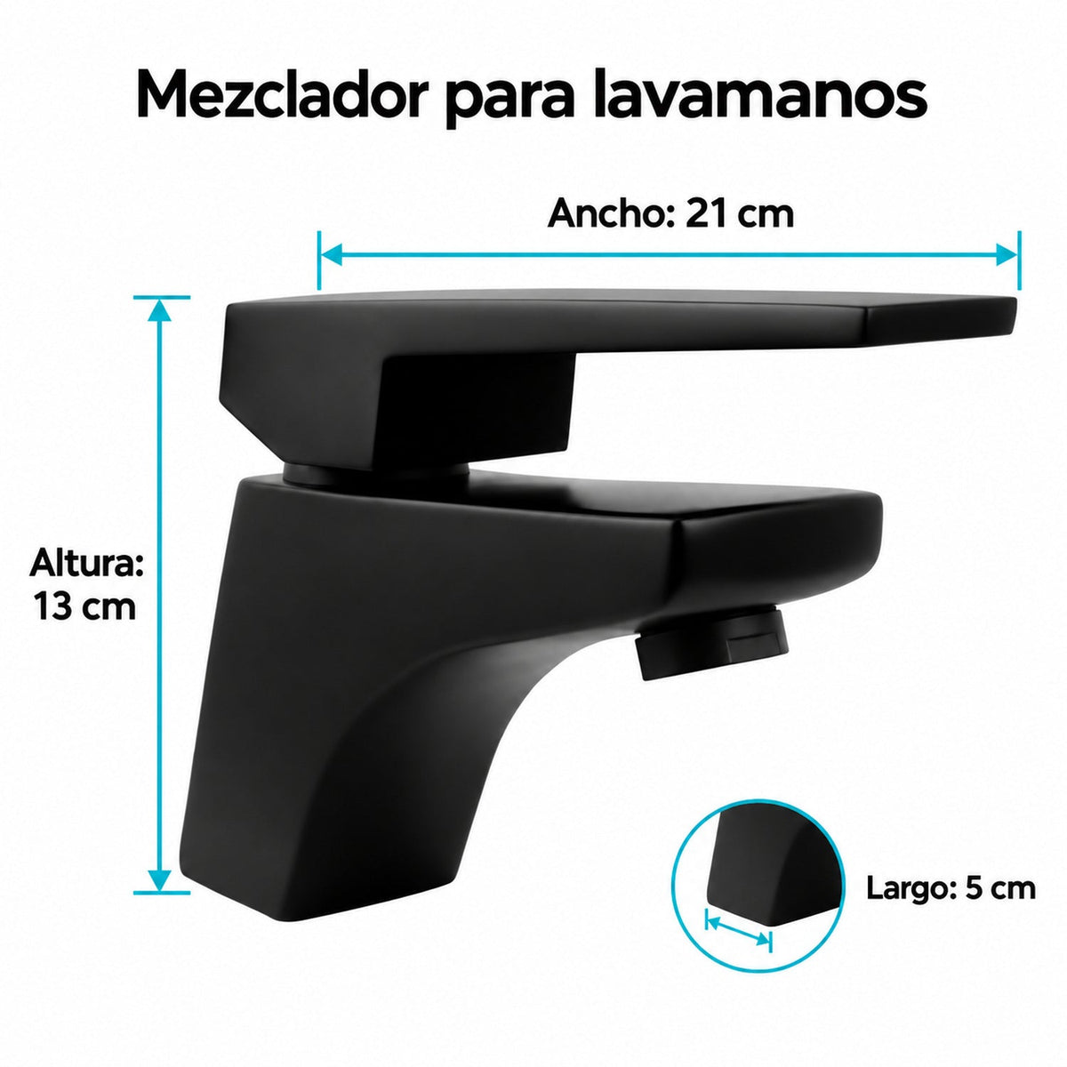 Mezclador Bajo para Lavamanos Negro 21 cm - información del producto 3