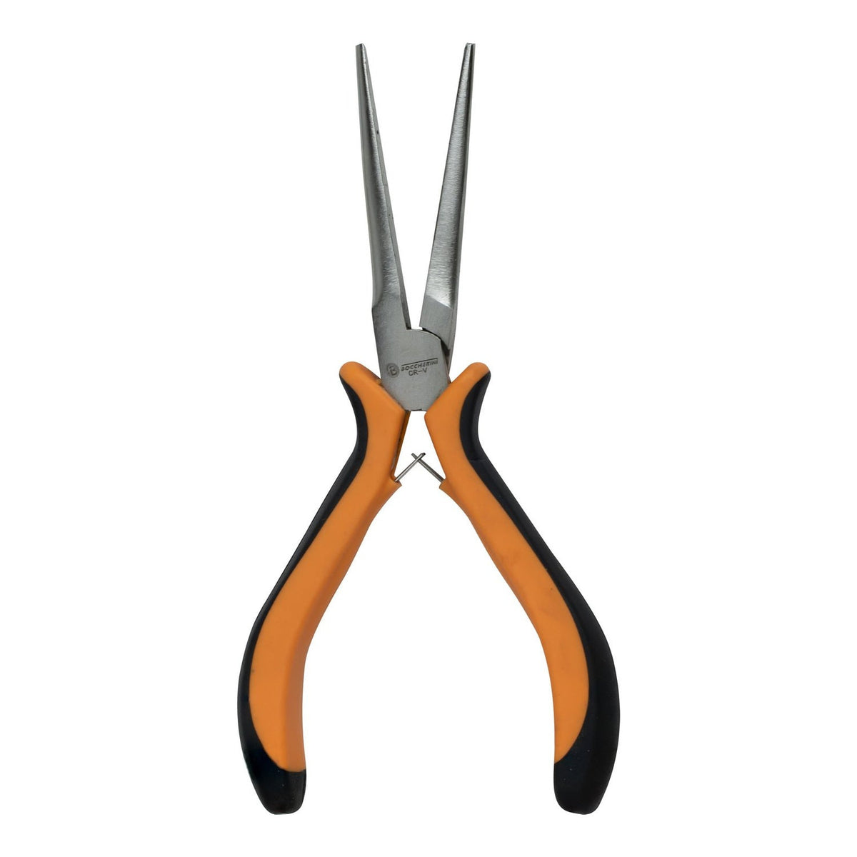 Producto Alicate de Punta de Aguja con Mango Naranja y Negro sobre fondo blanco