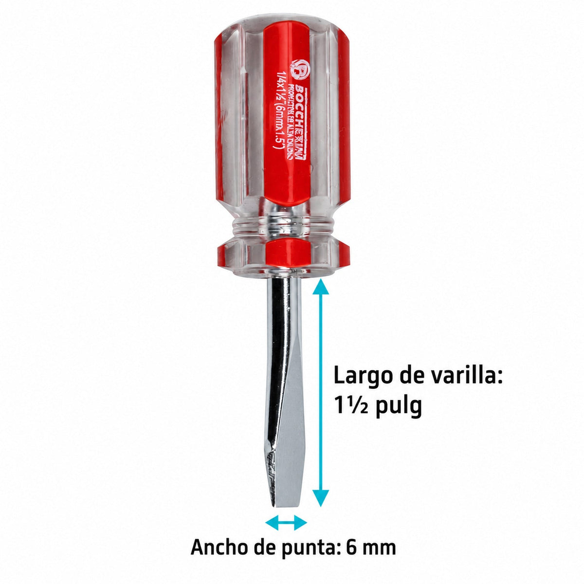 Medidas de Destornillador Plano de 6 mm x 1½ Pulgadas