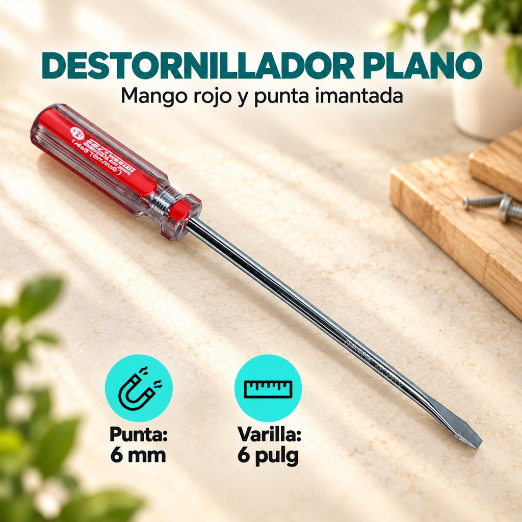 Características de Destornillador Plano de 6 mm x 6 Pulgadas