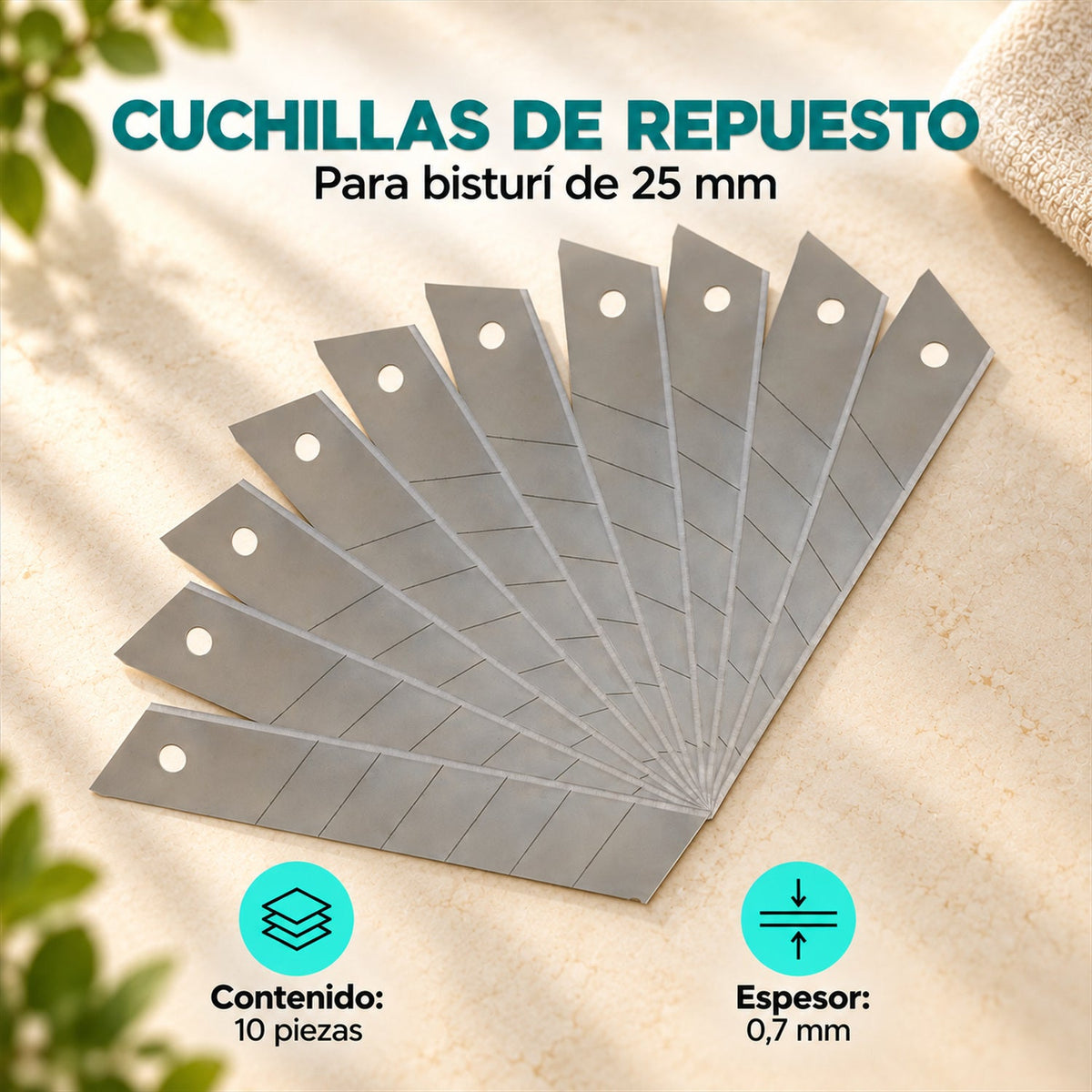Características de Juego de 10 Cuchillas para Bisturí de 25 mm