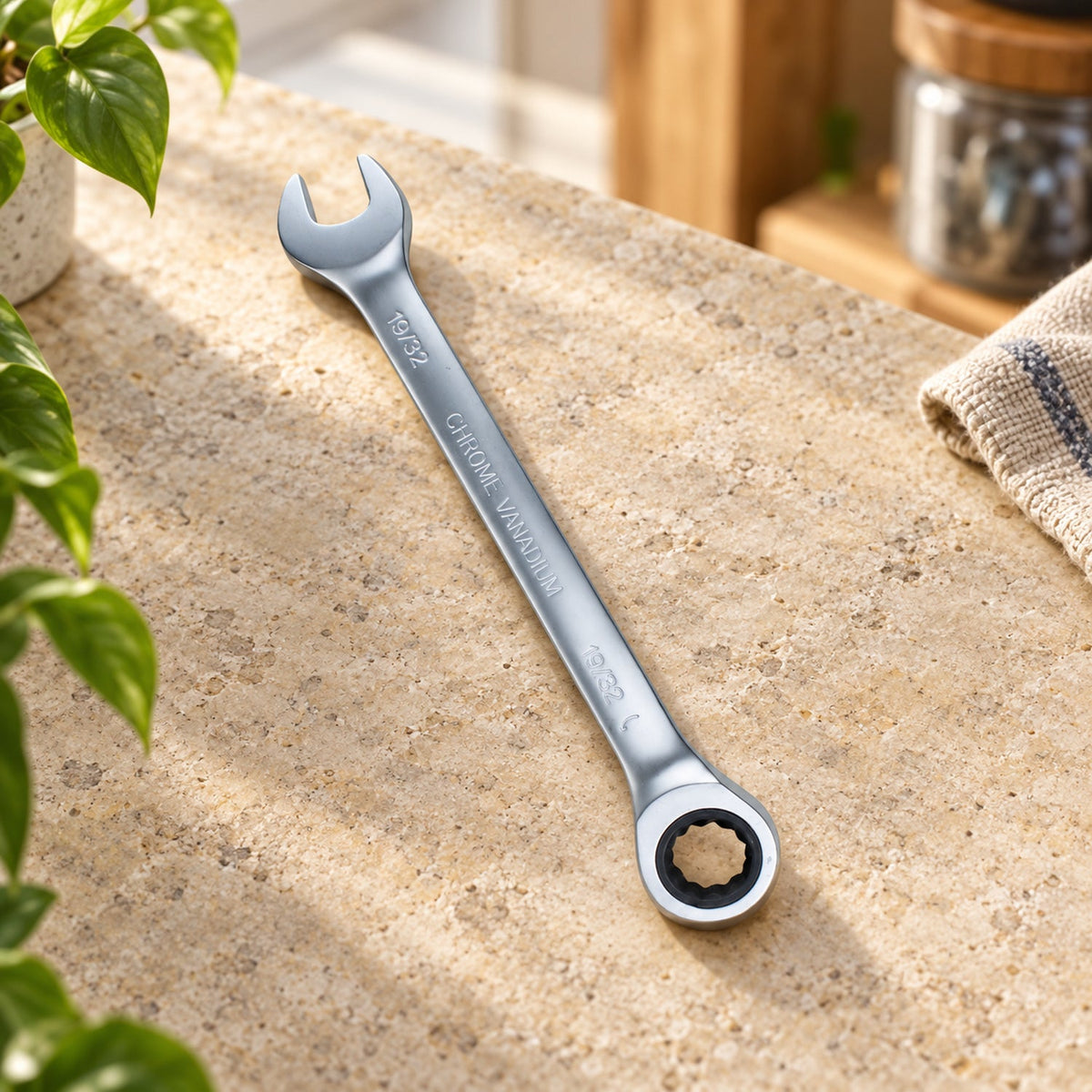 Llave Mixta con Ratchet de 19/32 Pulgada — imagen ambientada