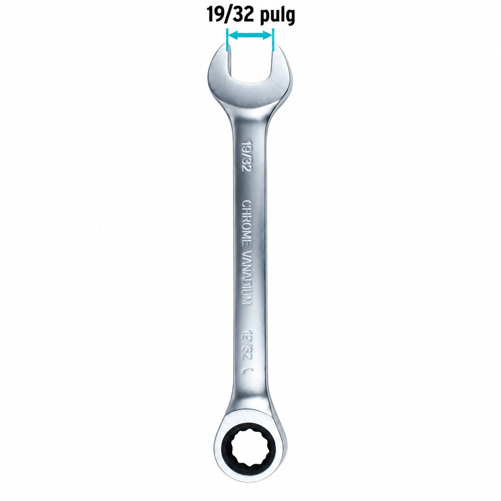 Llave Mixta con Ratchet de 19/32 Pulgada — medidas verificadas