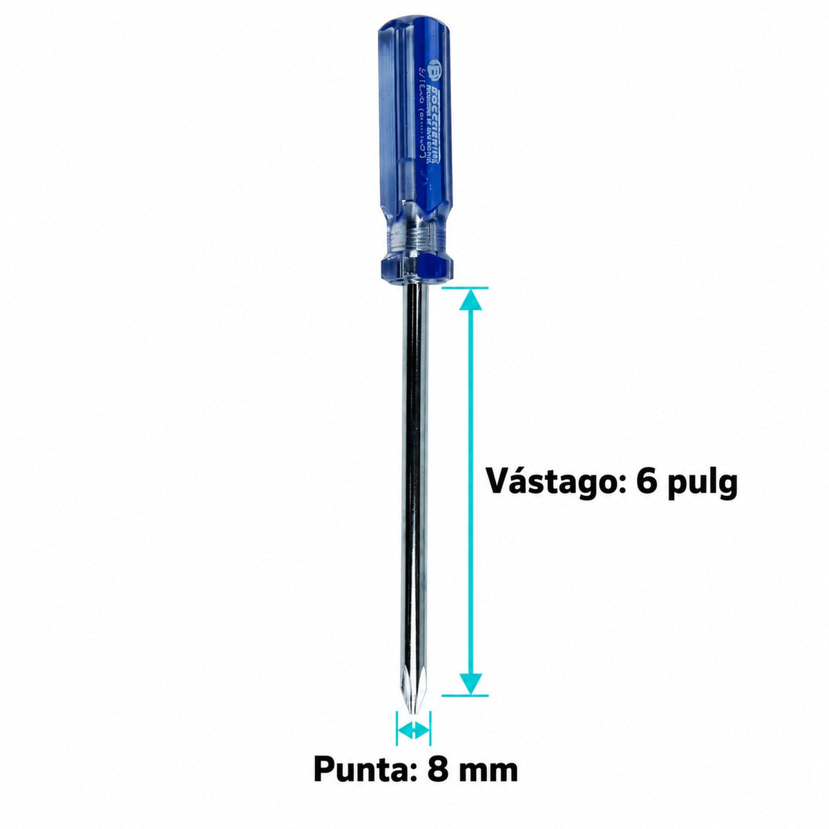 Destornillador Phillips Imantado de 8 mm x 6 Pulgadas — medidas verificadas