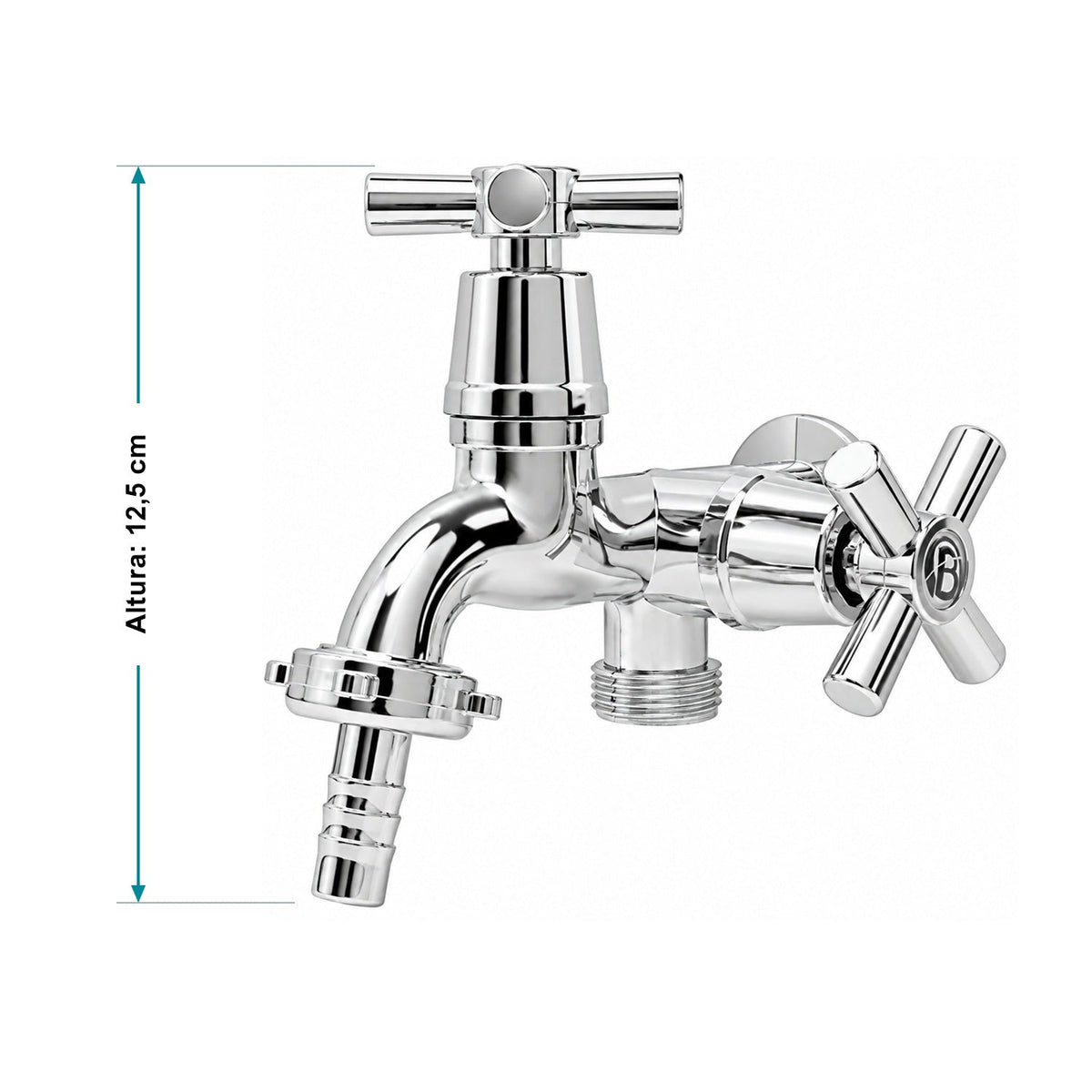 Altura total de la llave doble para lavadora: 12,5 cm