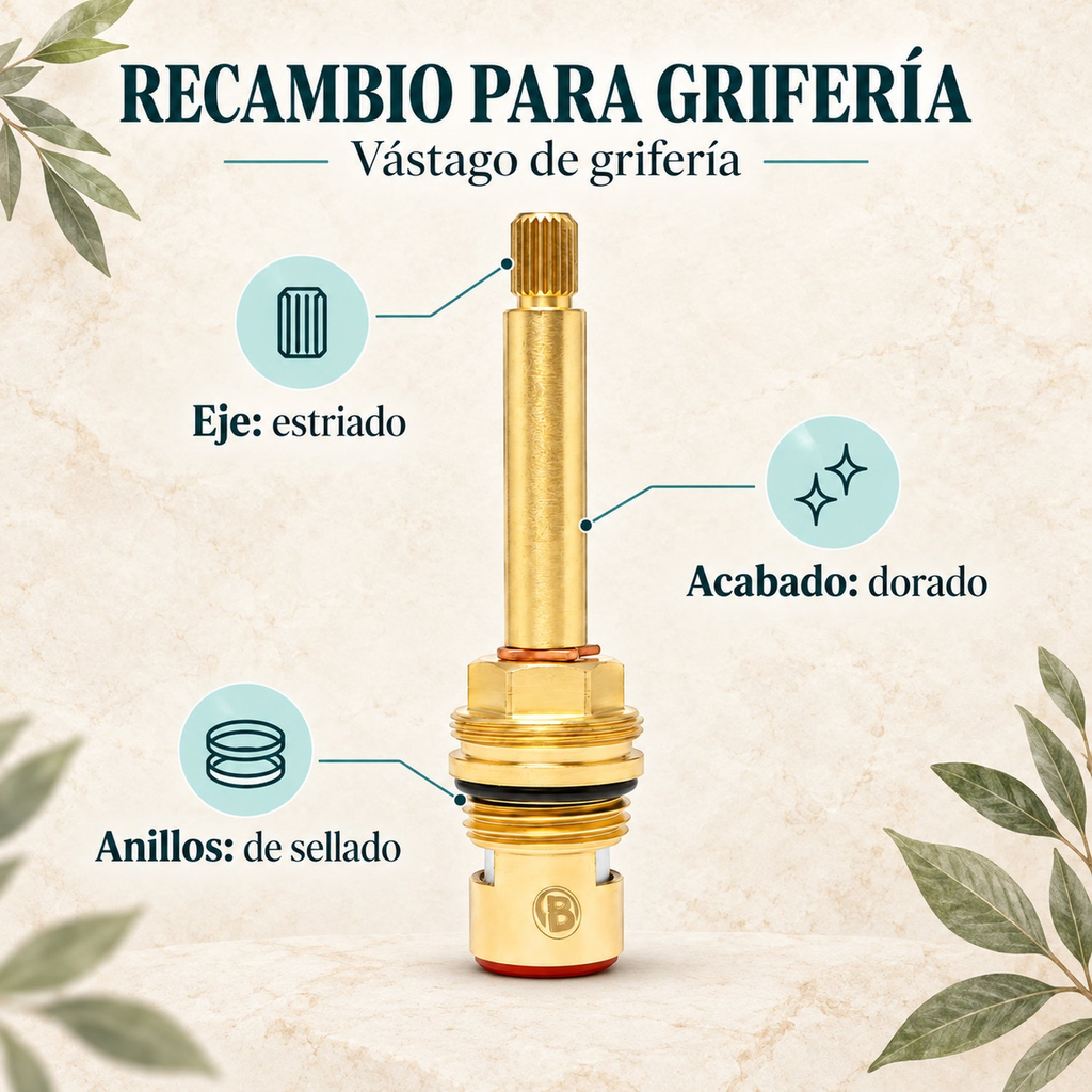 Características del vástago dorado para grifería