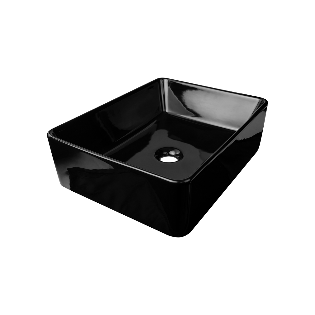 Lavamanos negro de sobreponer de 49 × 37,5 cm