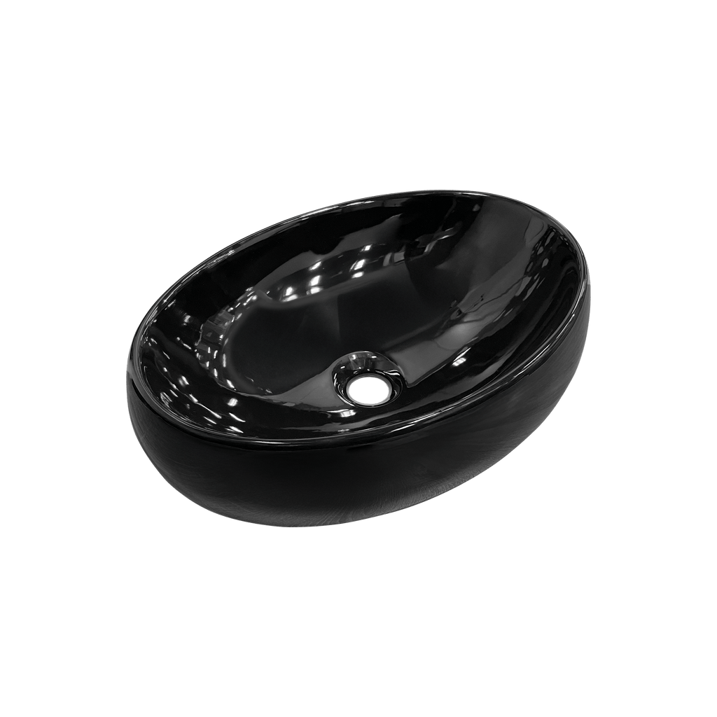 Lavamanos negro de sobreponer de 49 × 34 cm