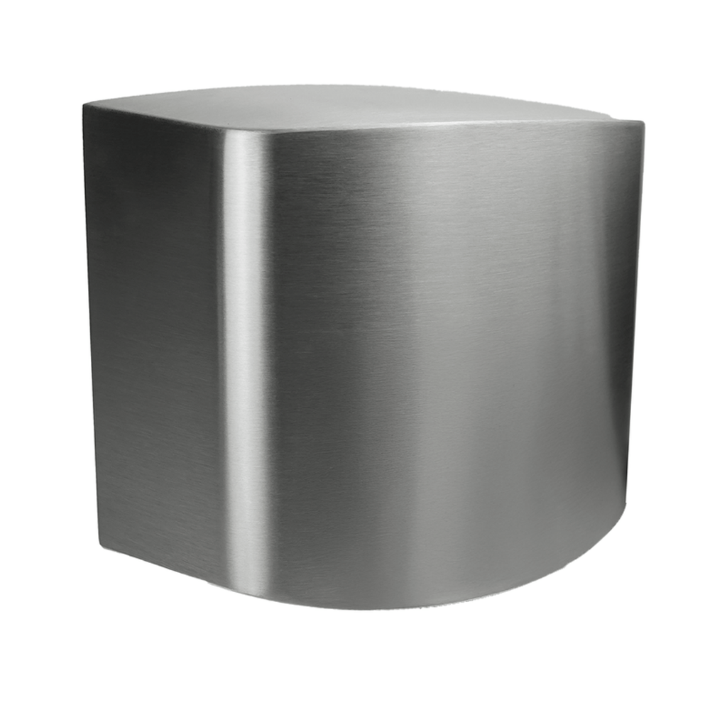 Secador de manos automático en acero inoxidable satinado, vista exterior