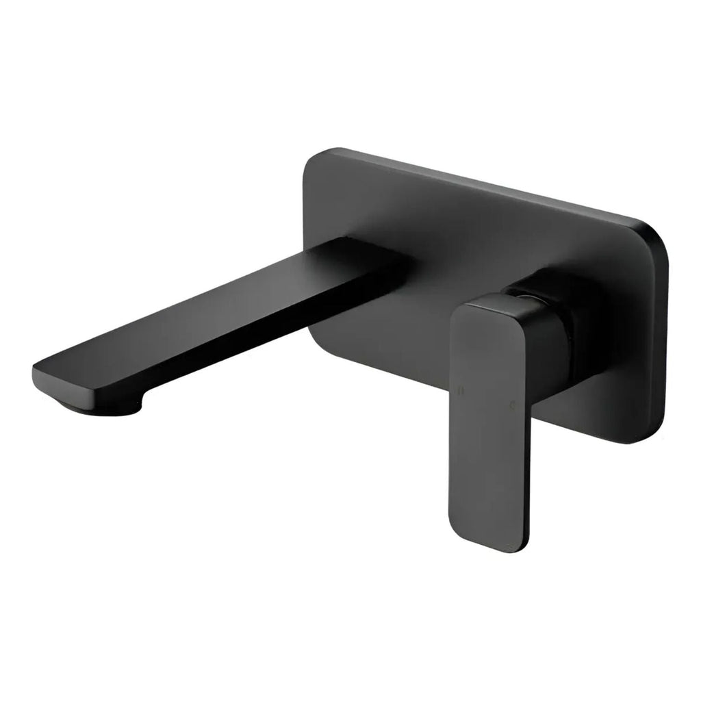 Grifería Monocontrol Lavamanos De Pared Negra Cuadrada