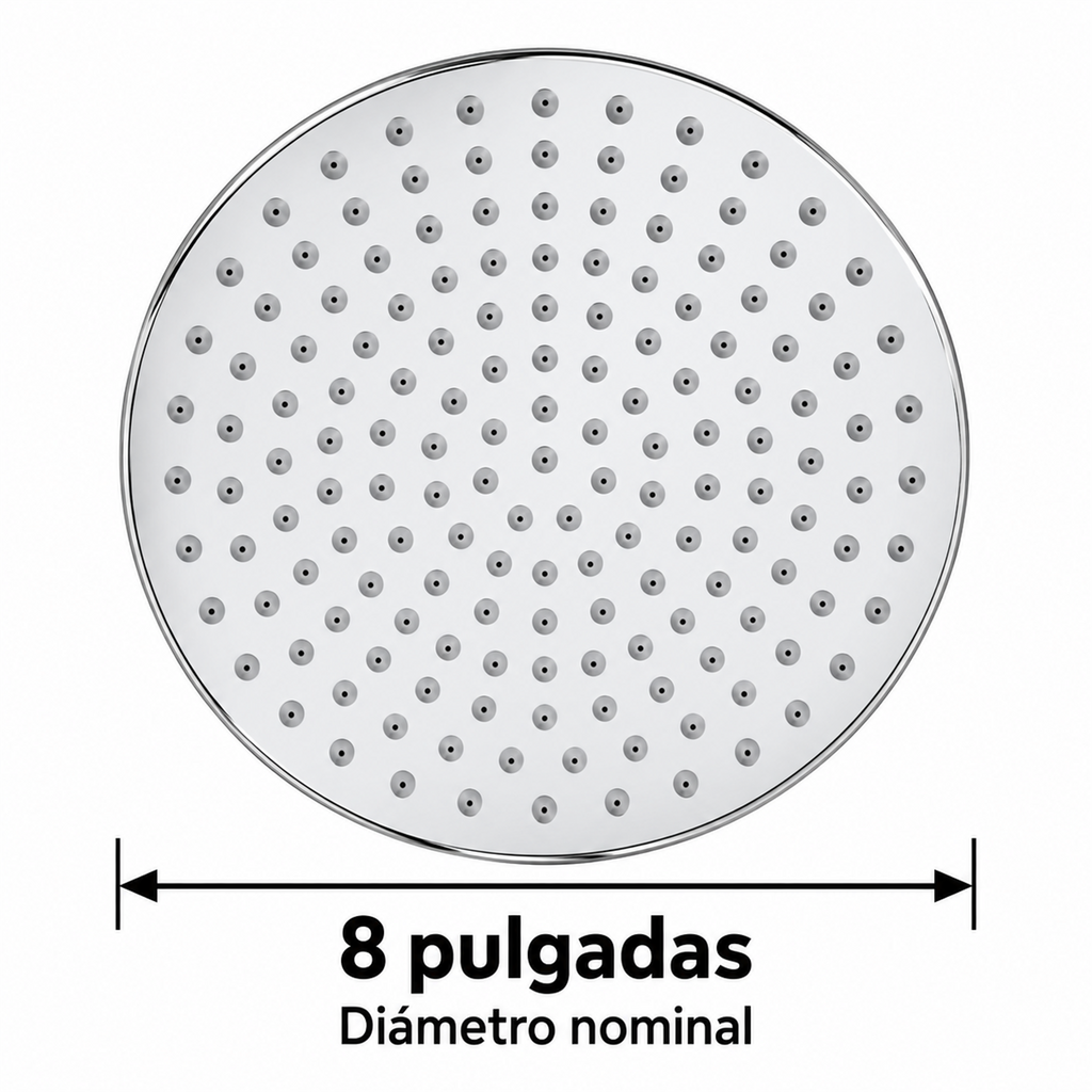 Diámetro nominal de 8 pulgadas de regadera redonda