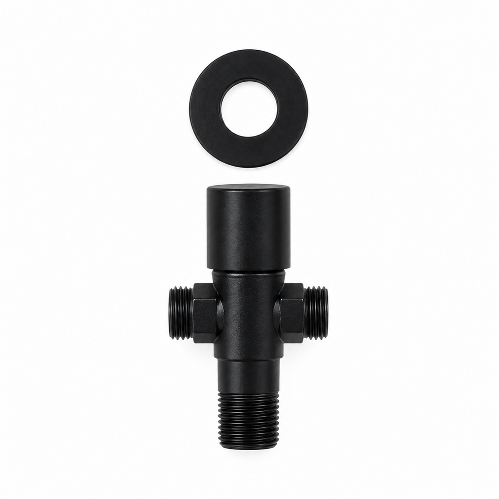llave de abasto doble negro: vista de producto