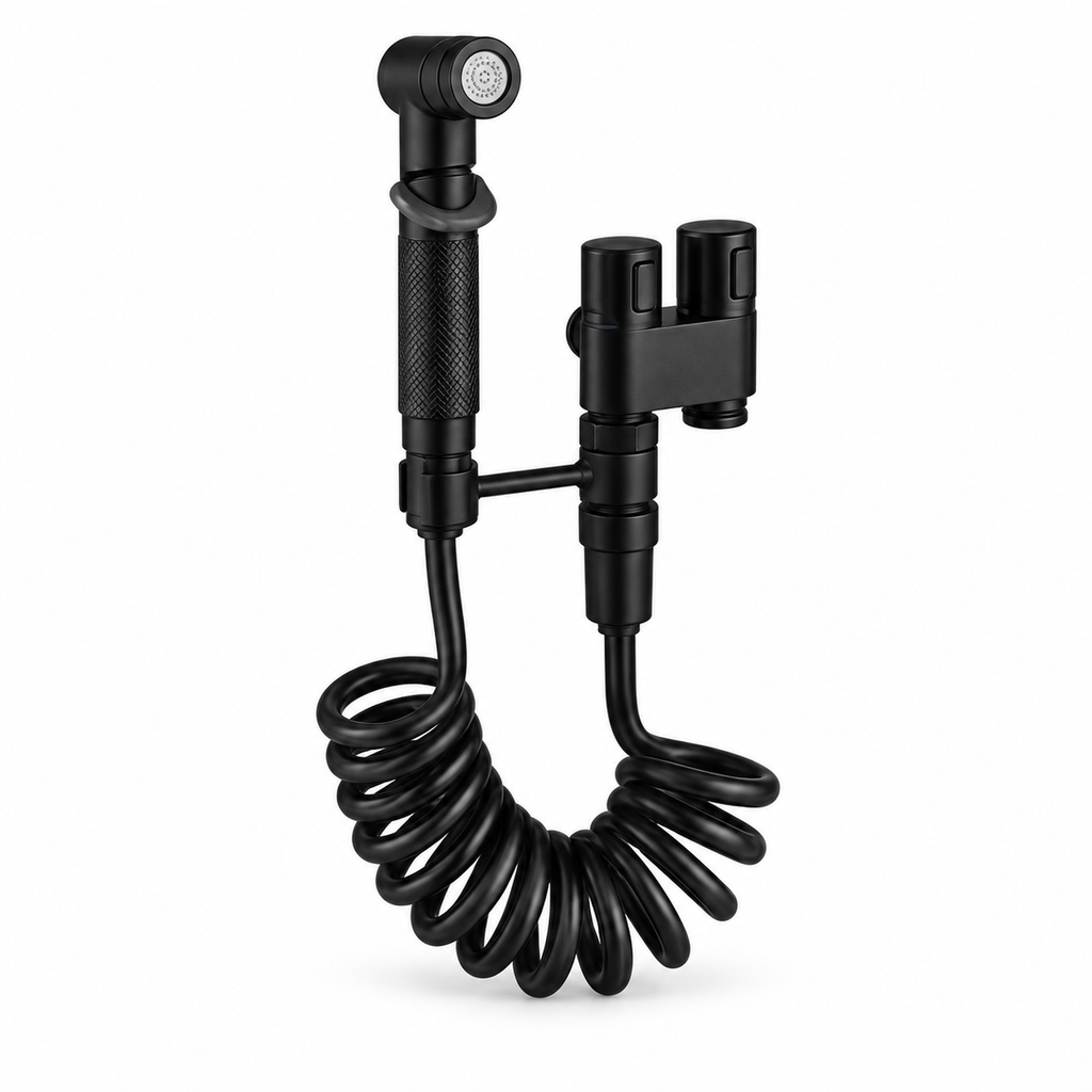 Ducha bidet negra, vista de producto limpia