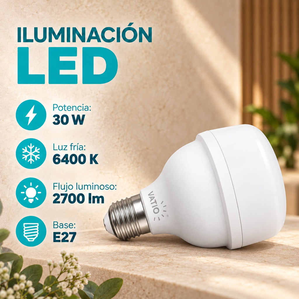 Bombillo LED 30 W E27 Luz Fría De 100 mm — características del producto
