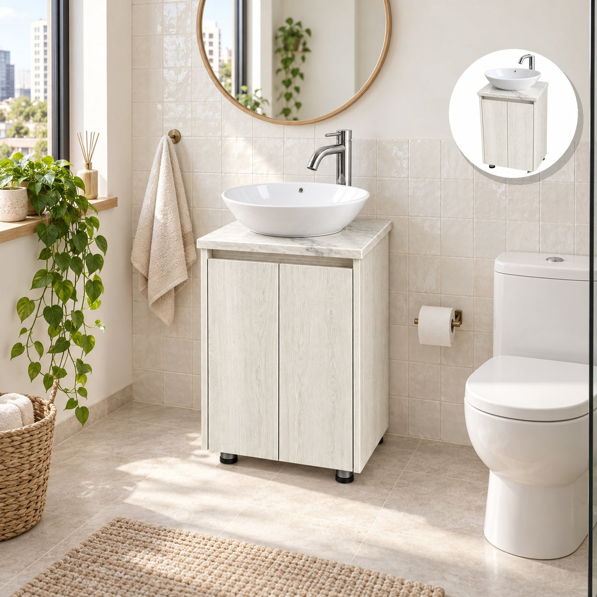 Combo Mueble De Baño RH Con Lavamanos En Mármol 38 X 35 Cm - Portada Ambientada